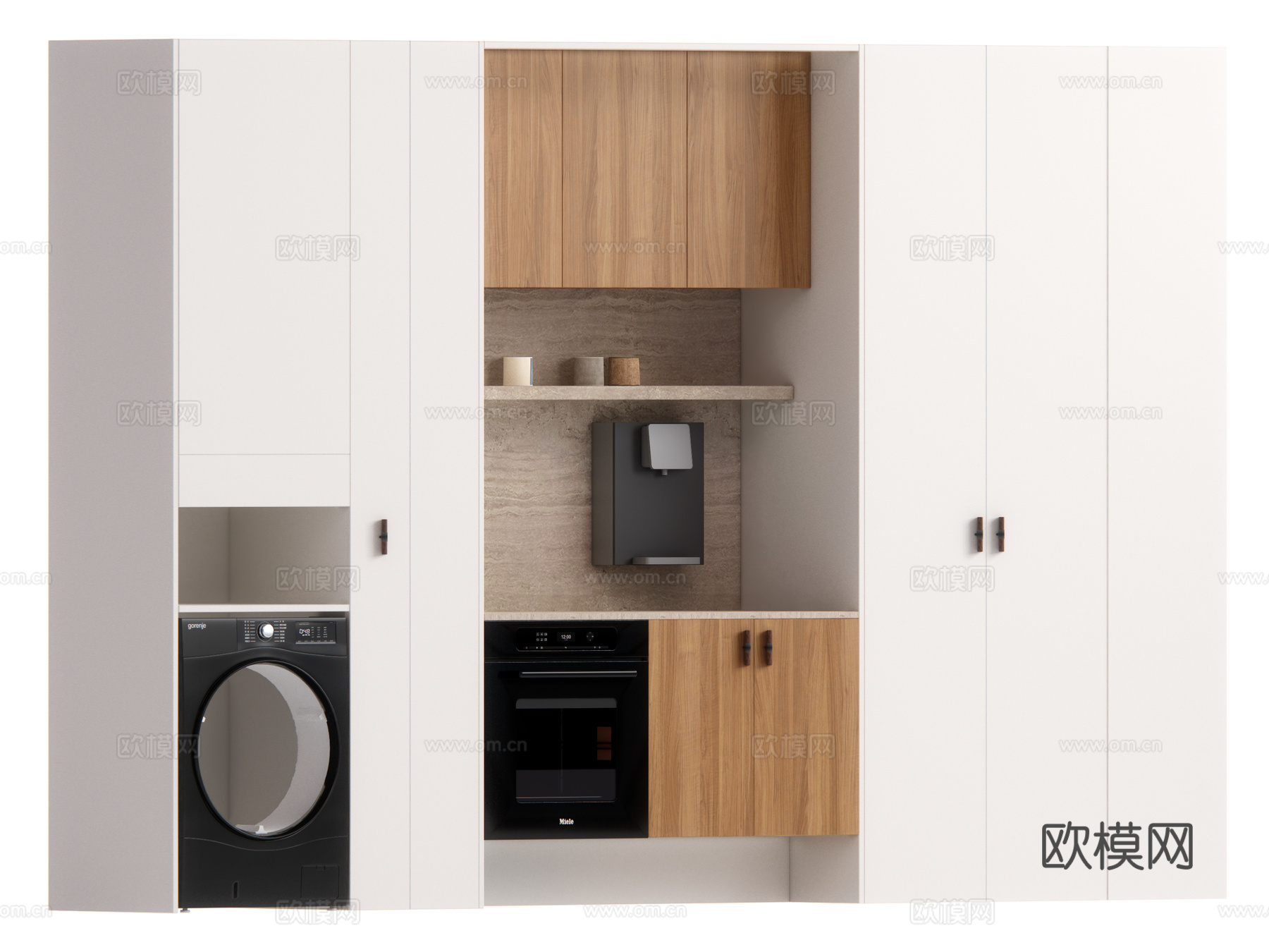 现代餐边柜 洗衣机柜su模型
