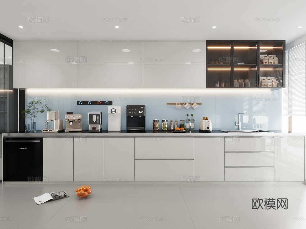 现代茶水间 休息区 茶歇室 办公室茶水间3d模型