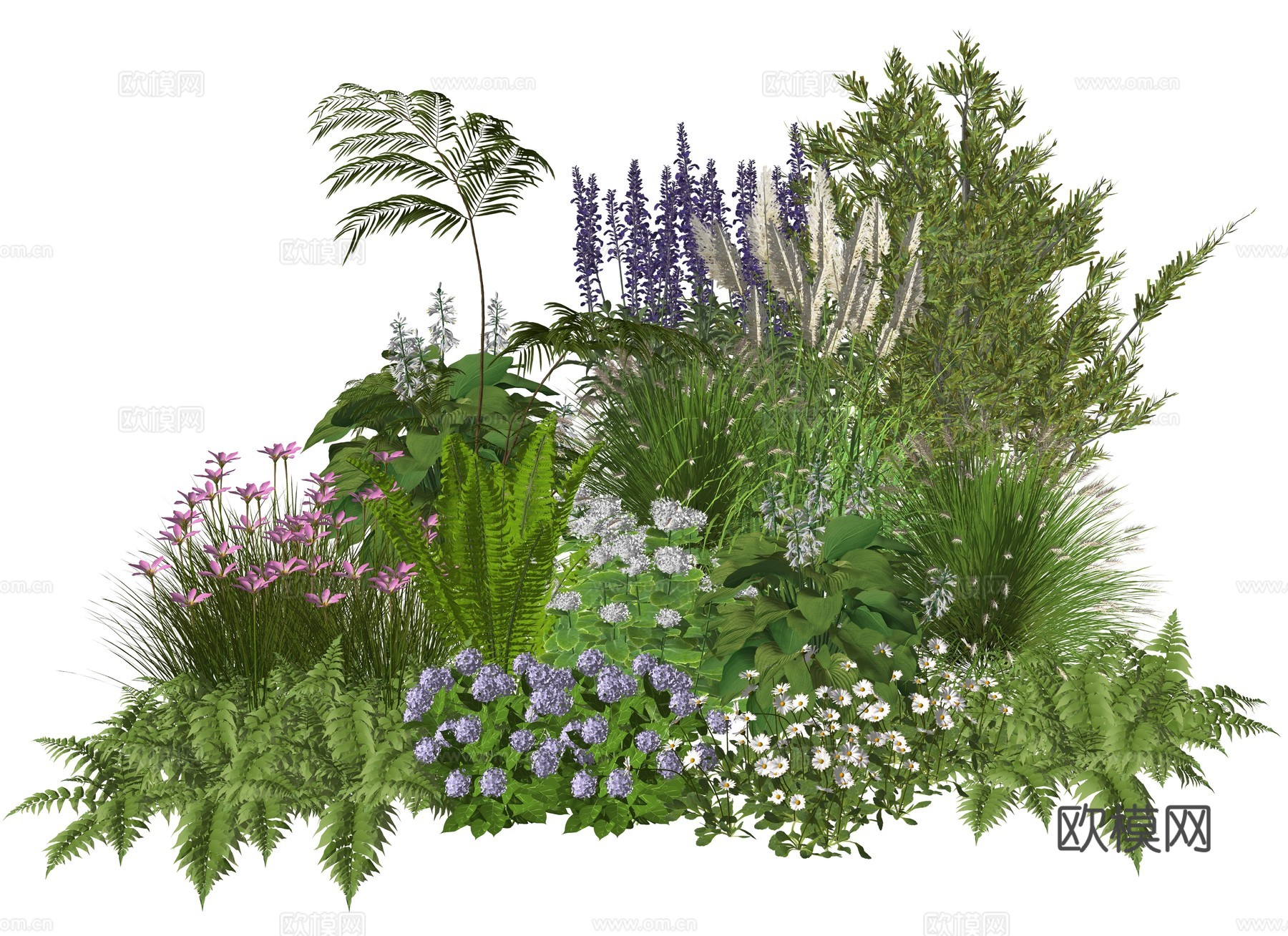 现代庭院小院植物堆植物景观组合su模型