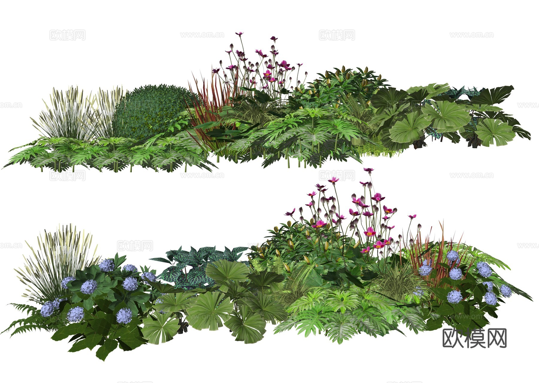 现代庭院小院植物堆植物景观组合su模型