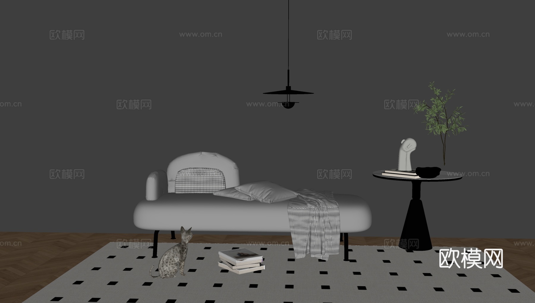 贵妃椅白色贵妃椅组合贵妃椅云朵沙发极简沙发现代沙发皮质贵妃椅su模型