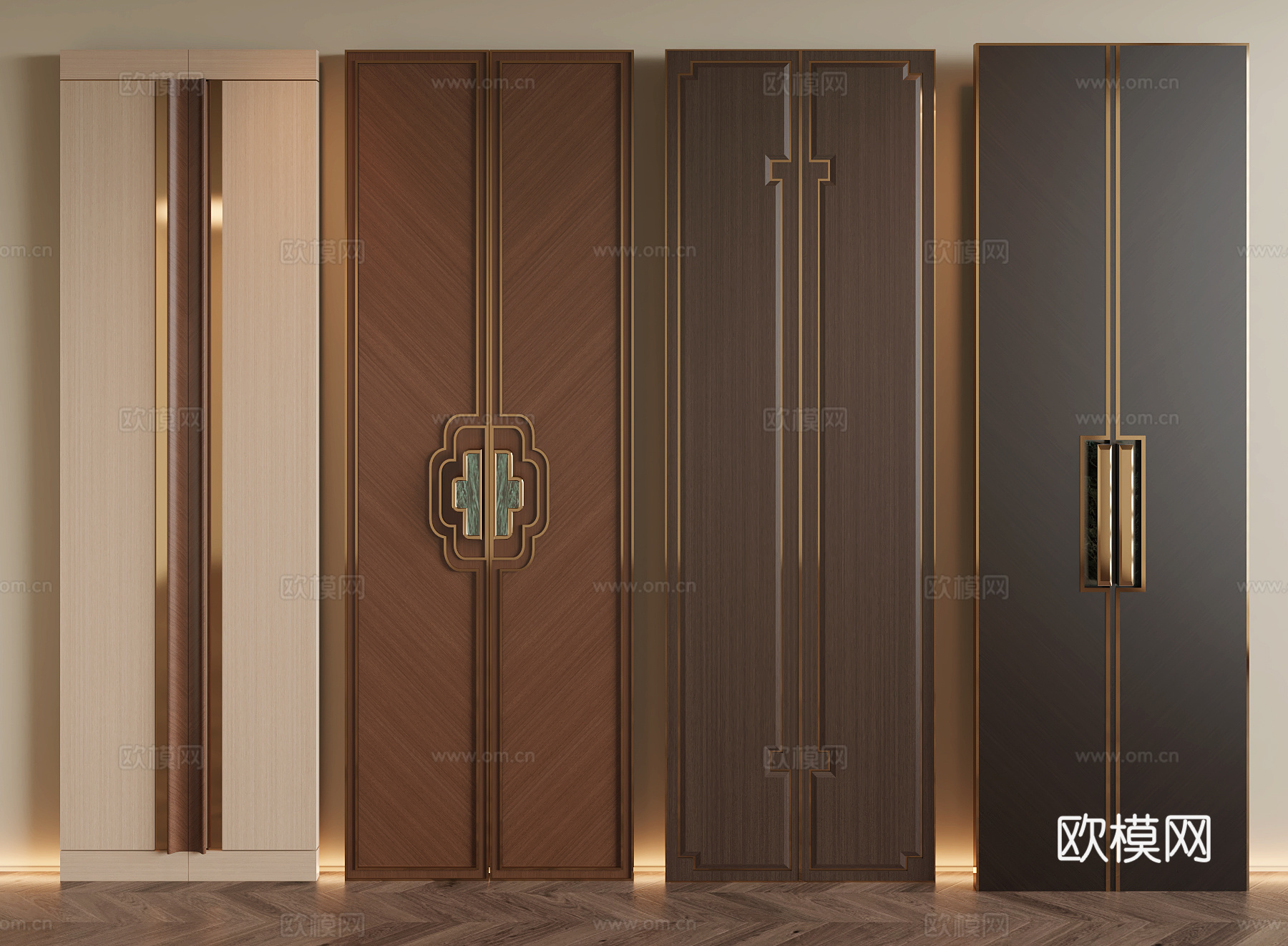 新中式护墙板3d模型下载