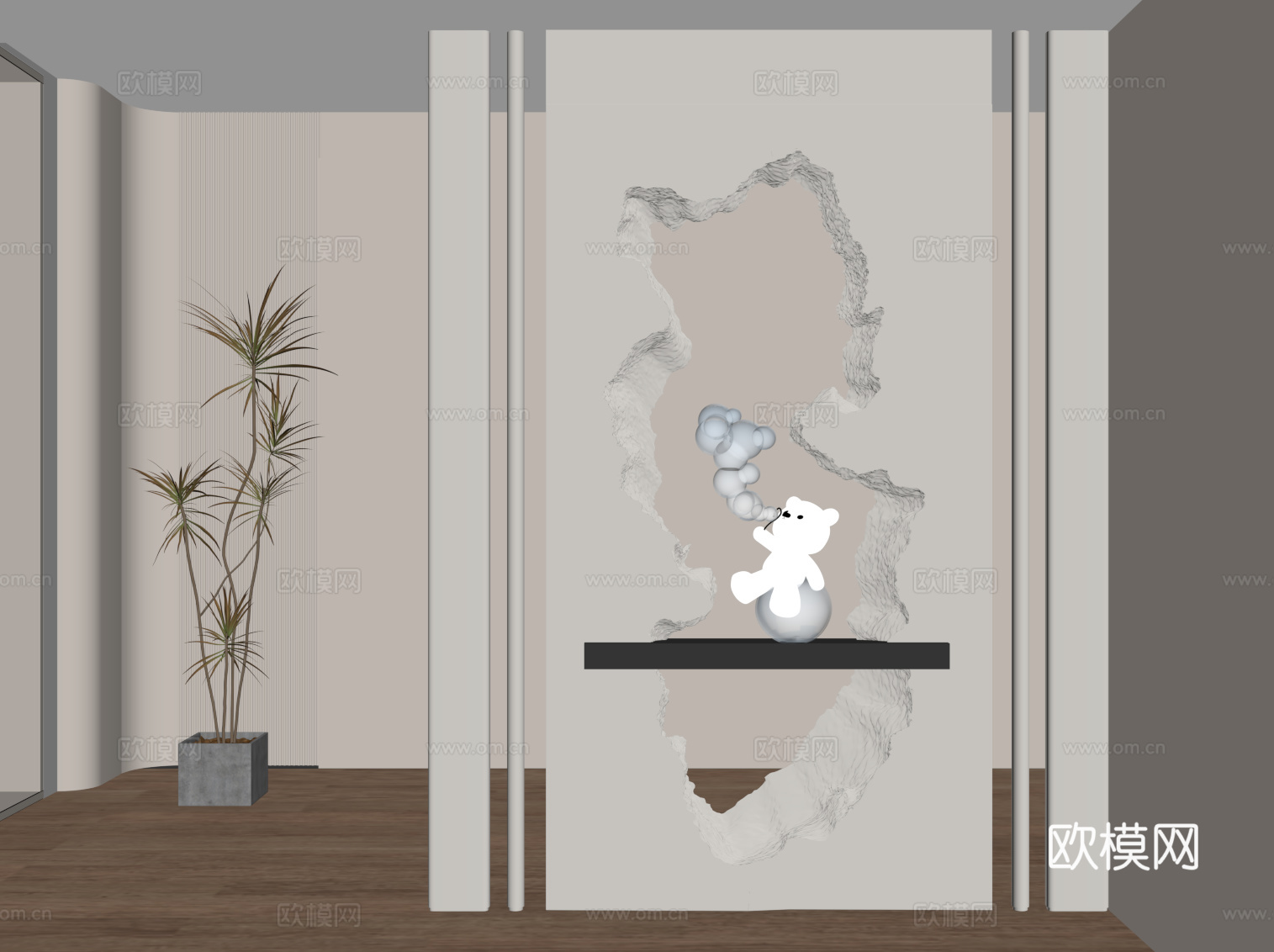 现代玄关 入户装饰玄关su模型