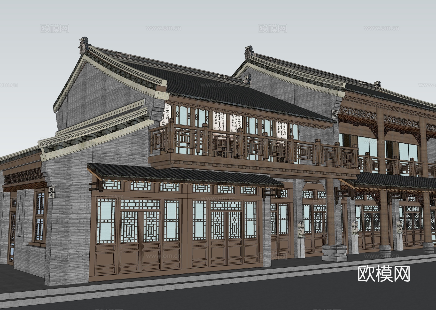 中式古建 商业 古街su模型