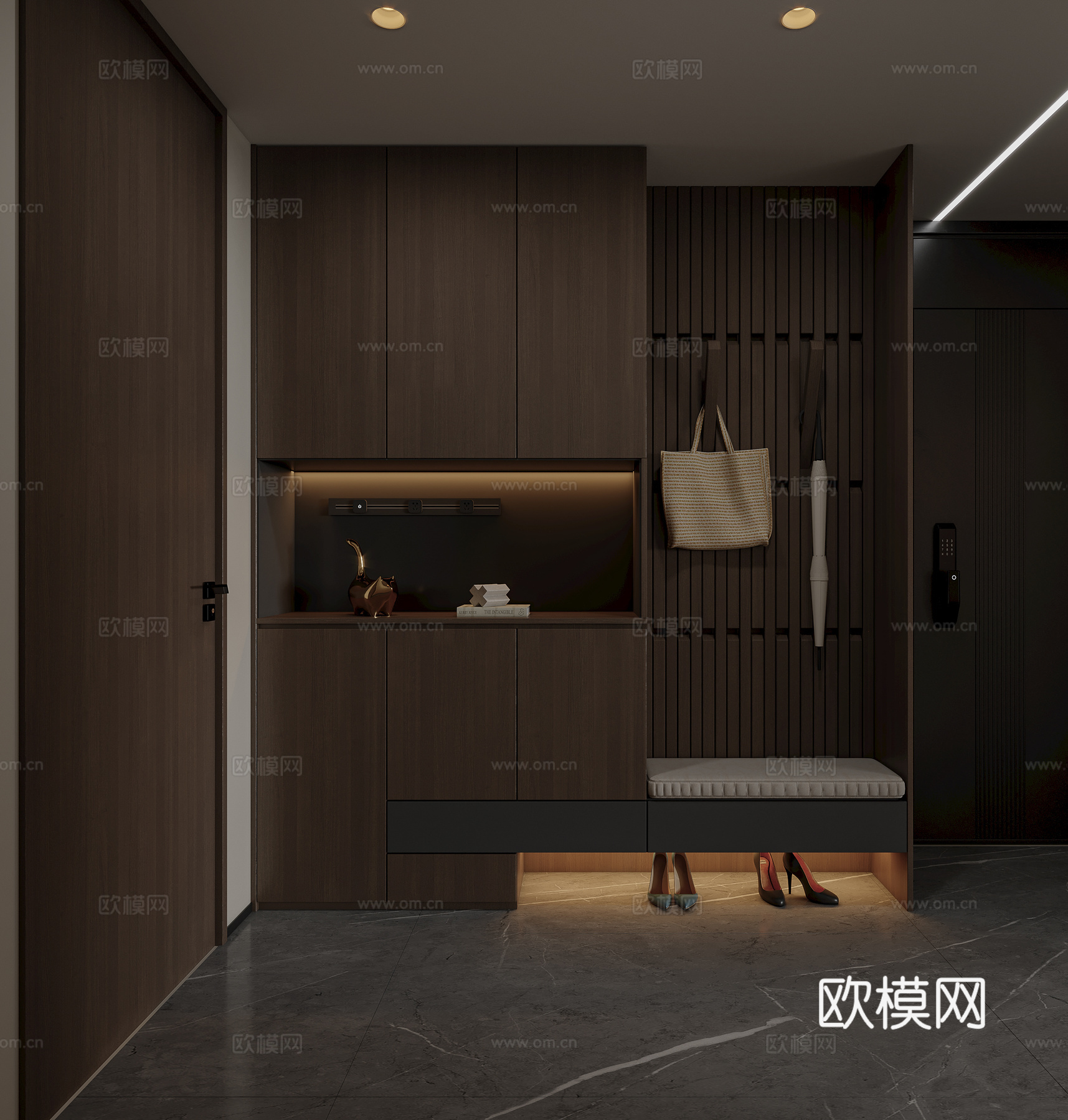 意式轻奢客餐厅3d模型下载（渲染图4）