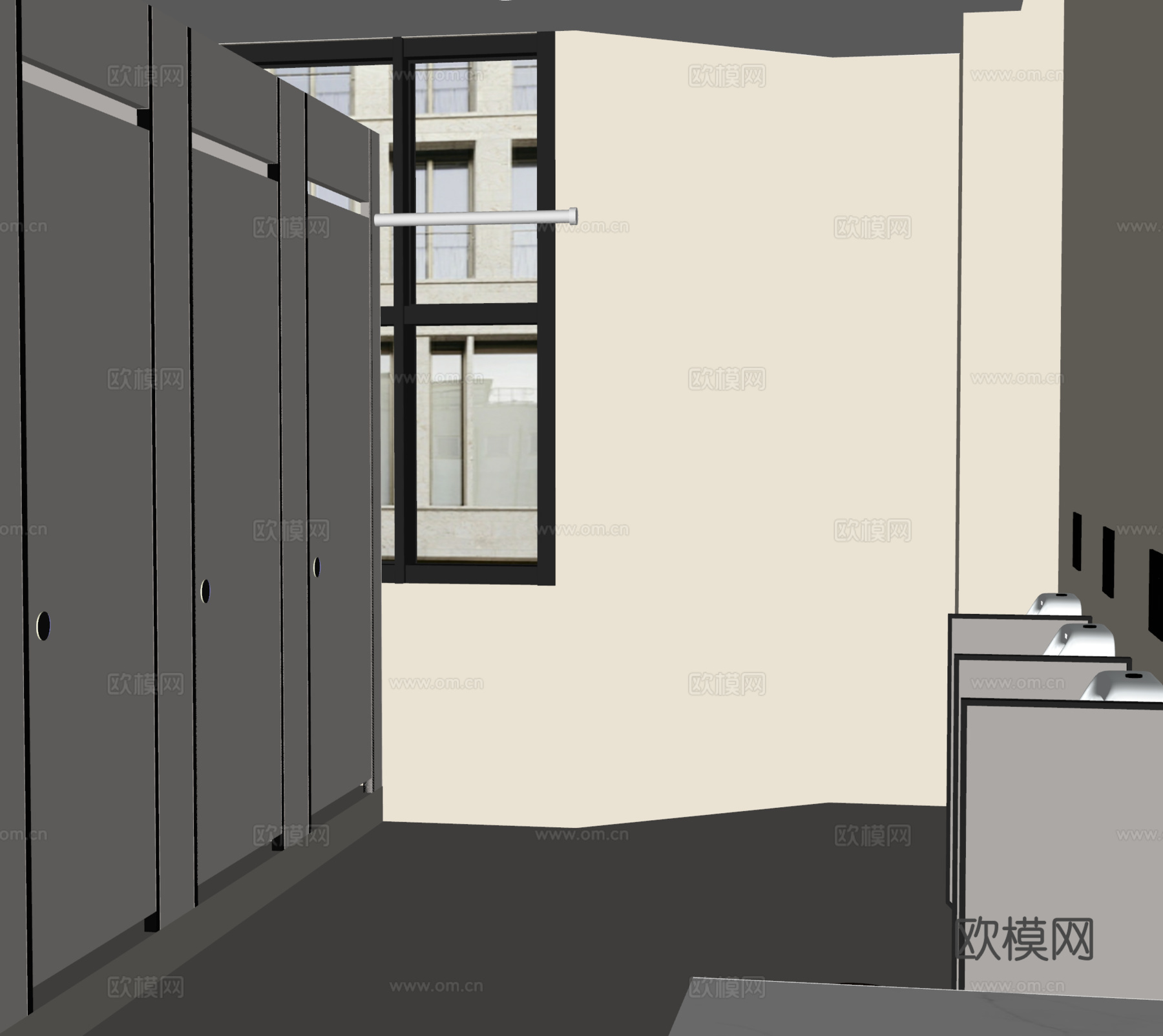 现代公共卫生间su模型