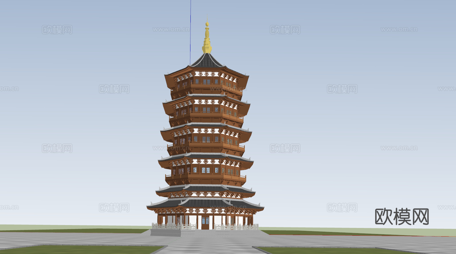 中式古建筑 佛塔 木塔su模型