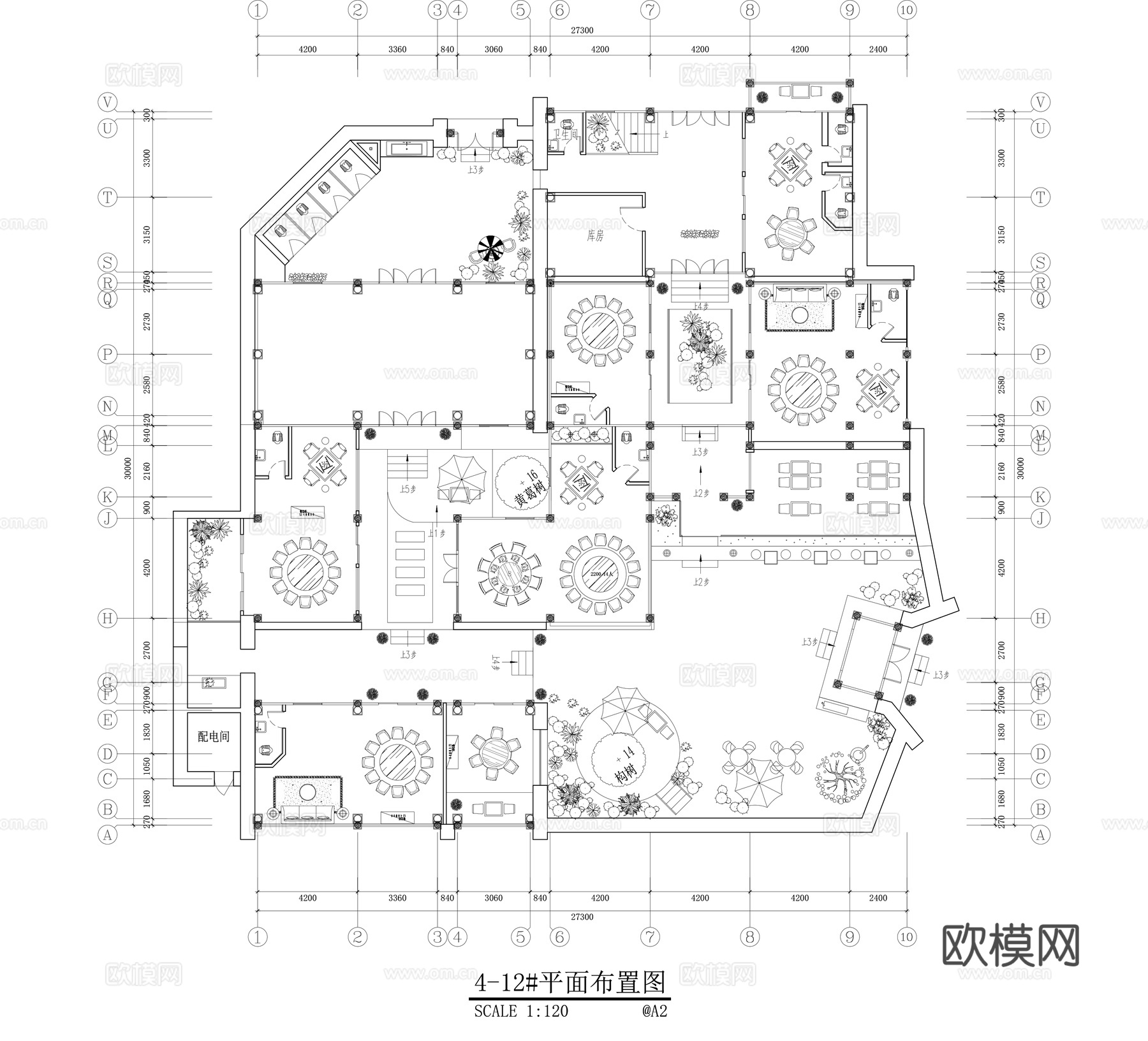 餐饮会所施工图cad施工图