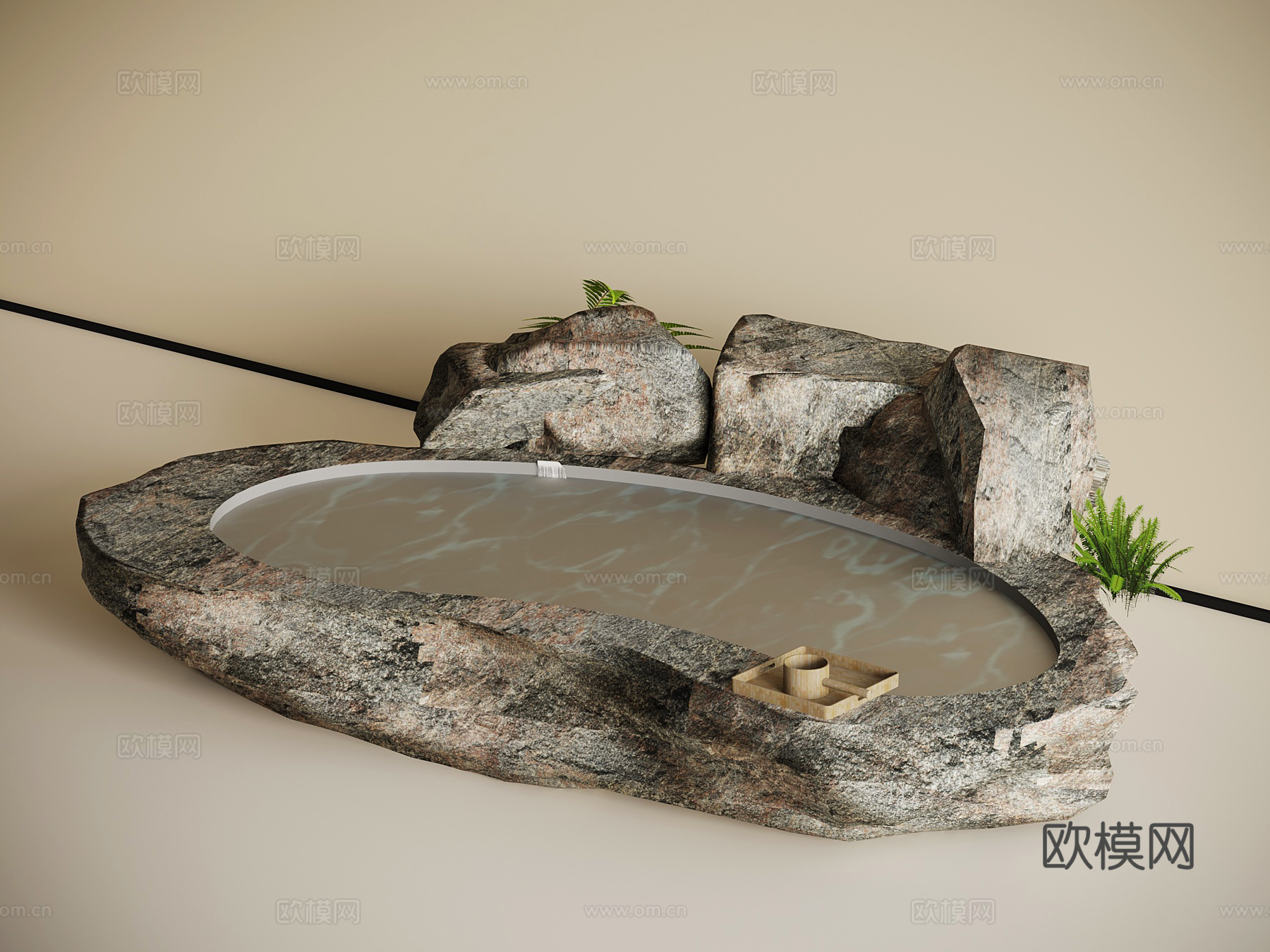 现代景观石头 石头水池su模型