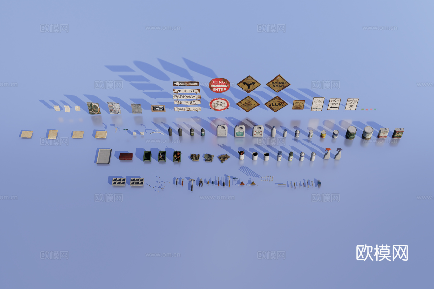 复古小型工具3d模型下载（渲染图1）