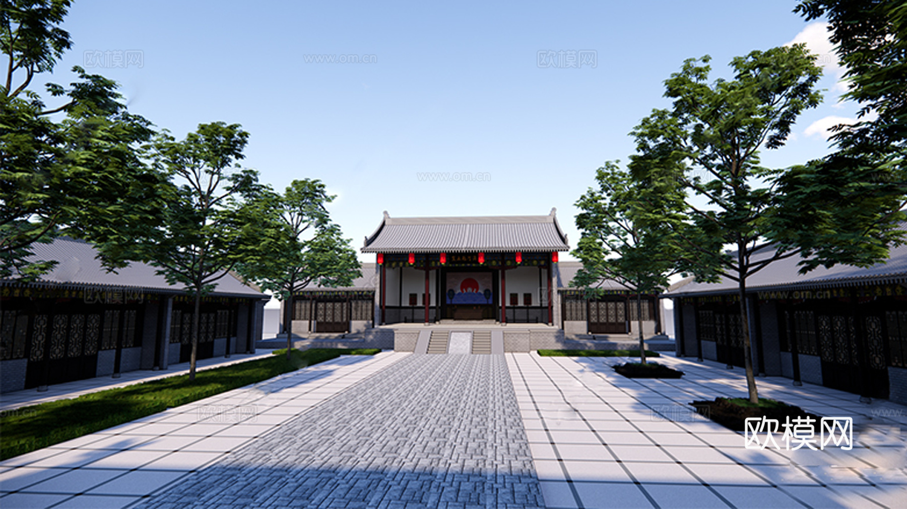 中式古建筑  古式县衙建筑su模型