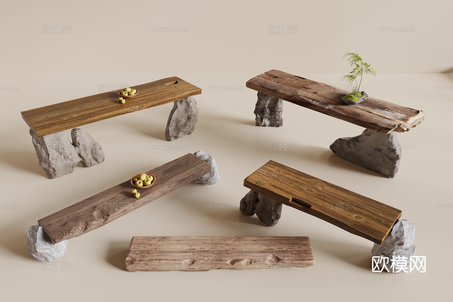 侘寂风端景条案3d模型下载