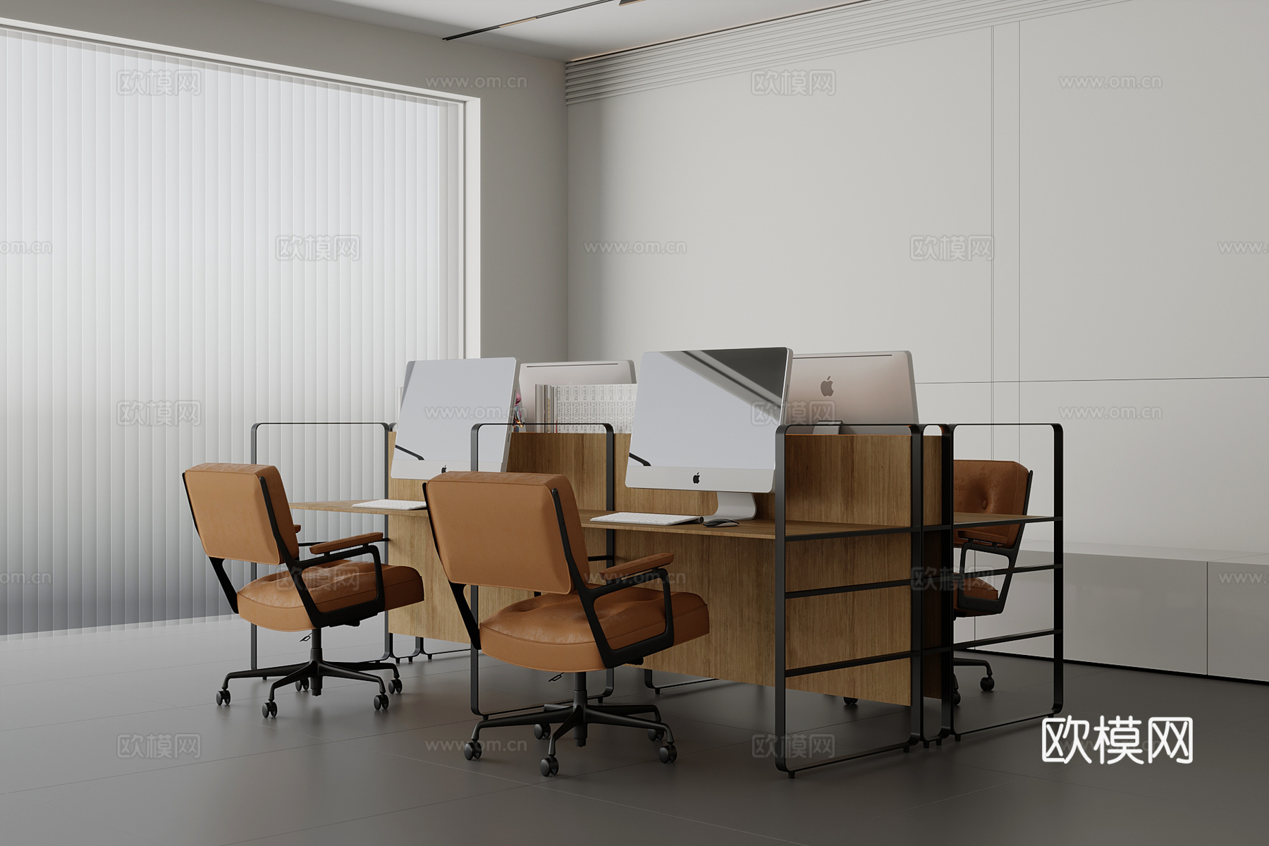 现代办公桌 办公用品3d模型下载