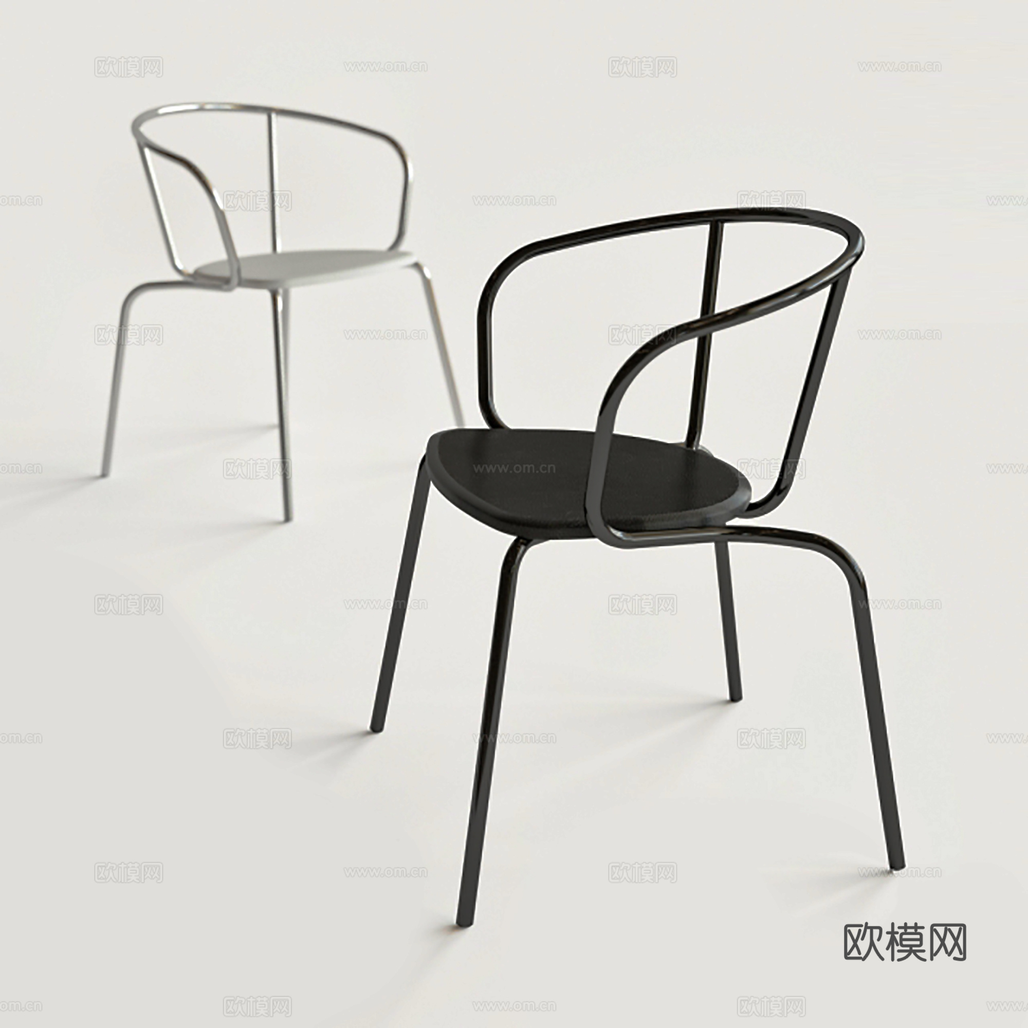 现代简约休闲椅 户外椅 铁艺单椅 餐椅su模型