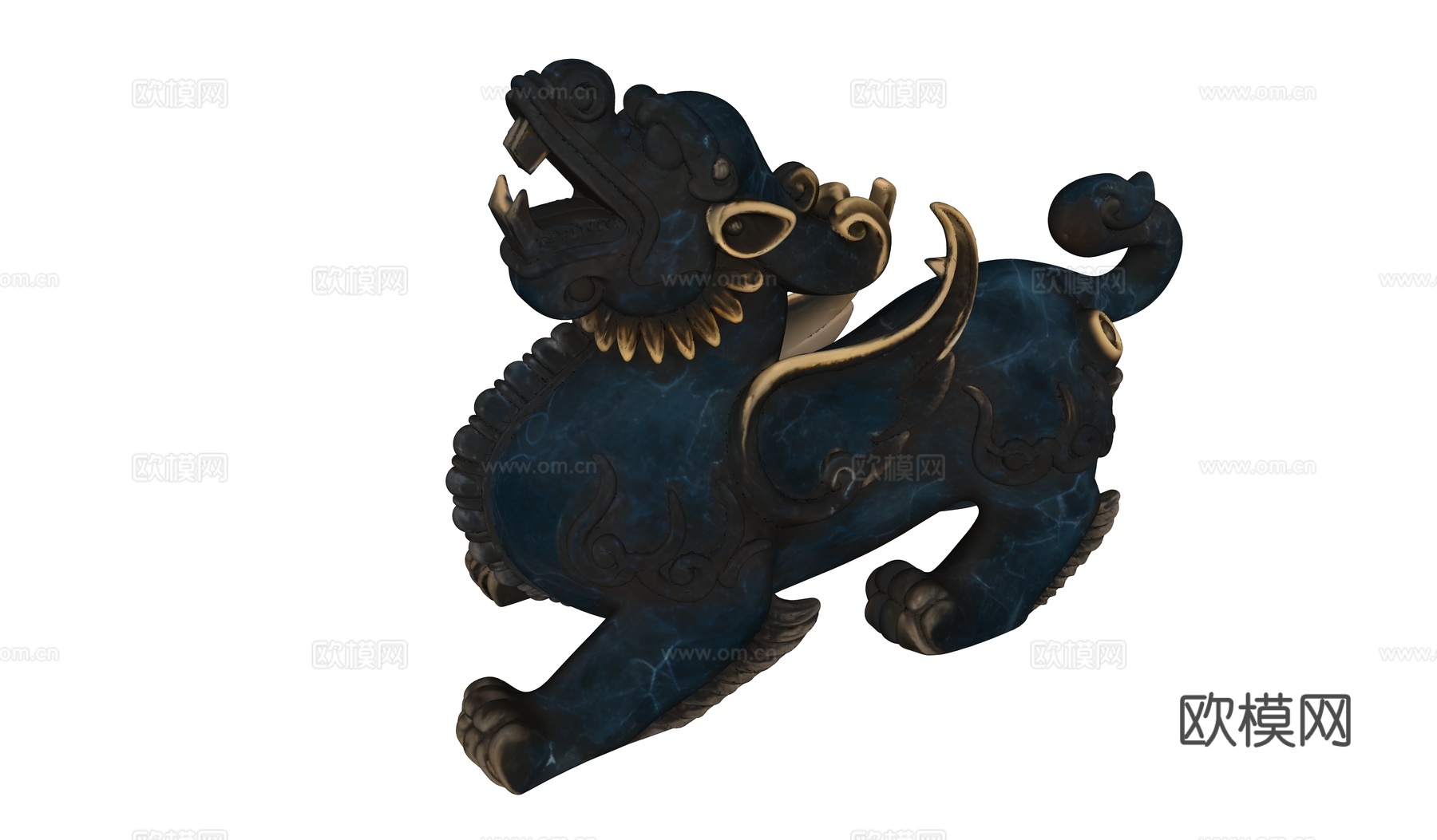 山海经神兽麒麟摆件su模型