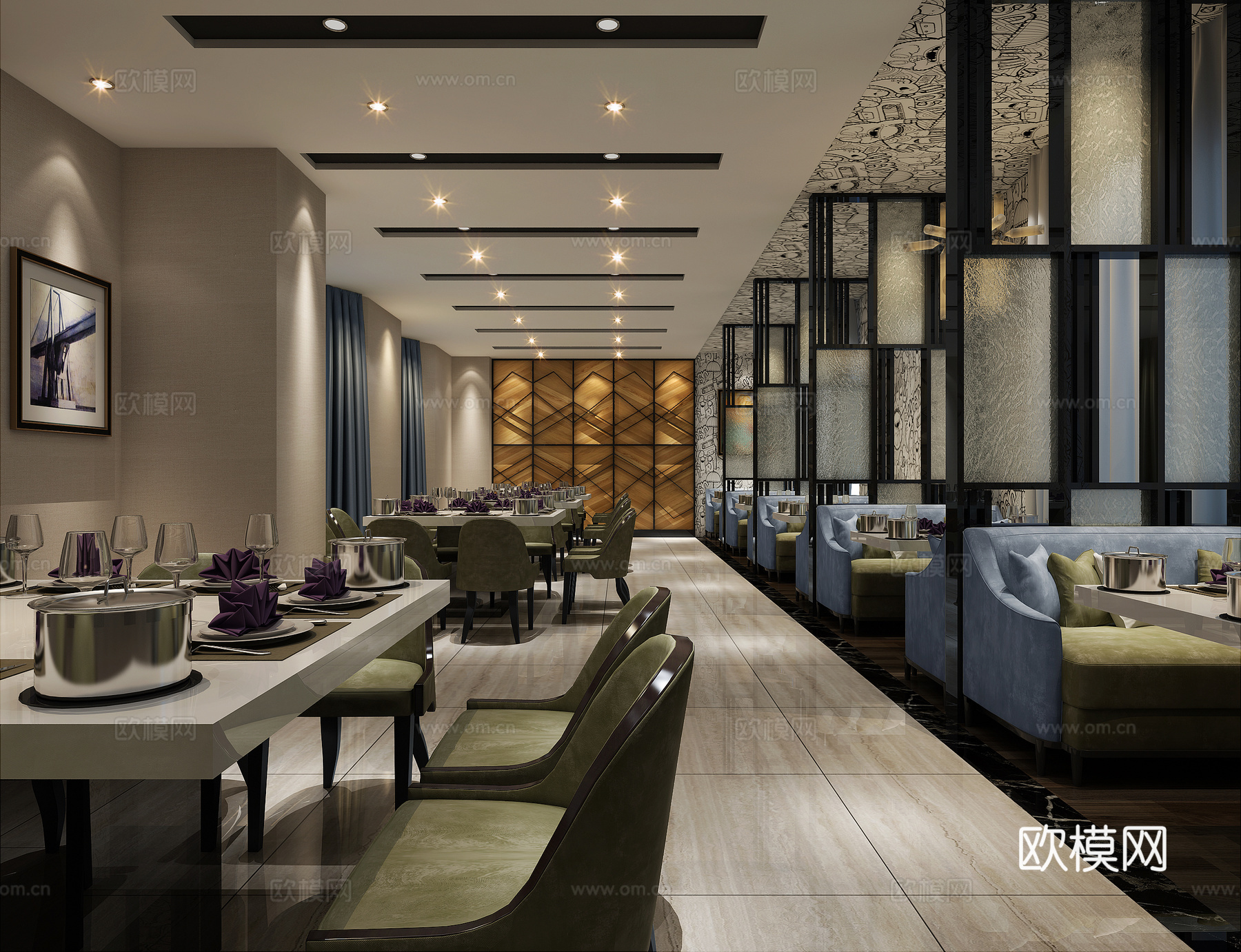 现代自助餐火锅店 主题餐厅 包厢工业风3d模型下载