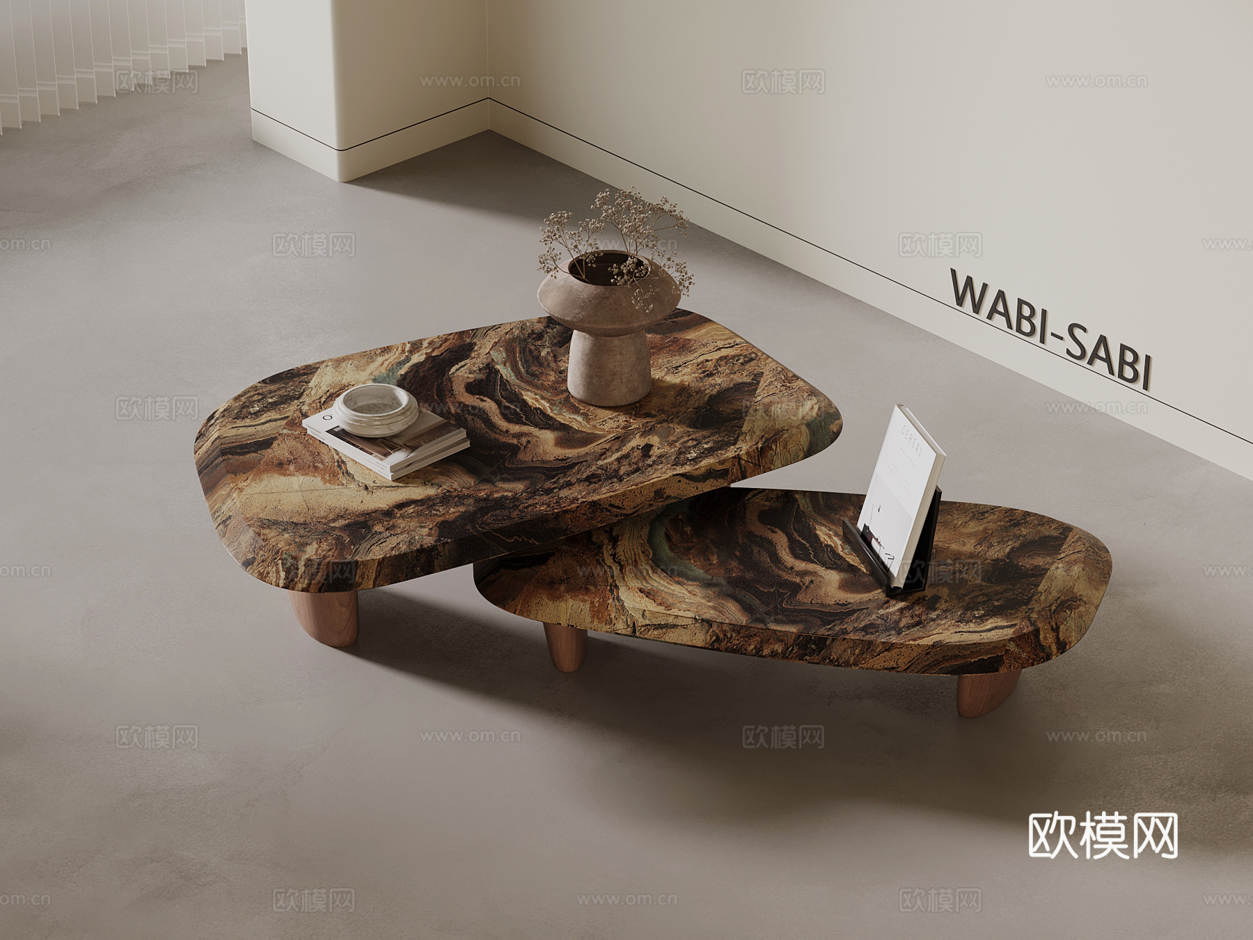 中古风茶几 边几组合su模型