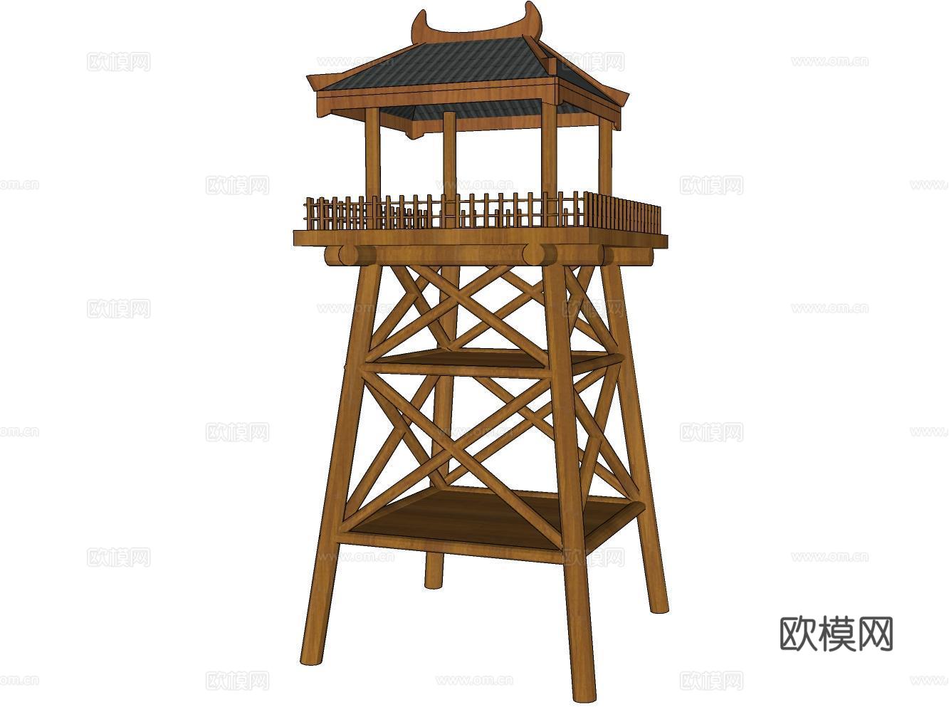 瞭望塔su模型