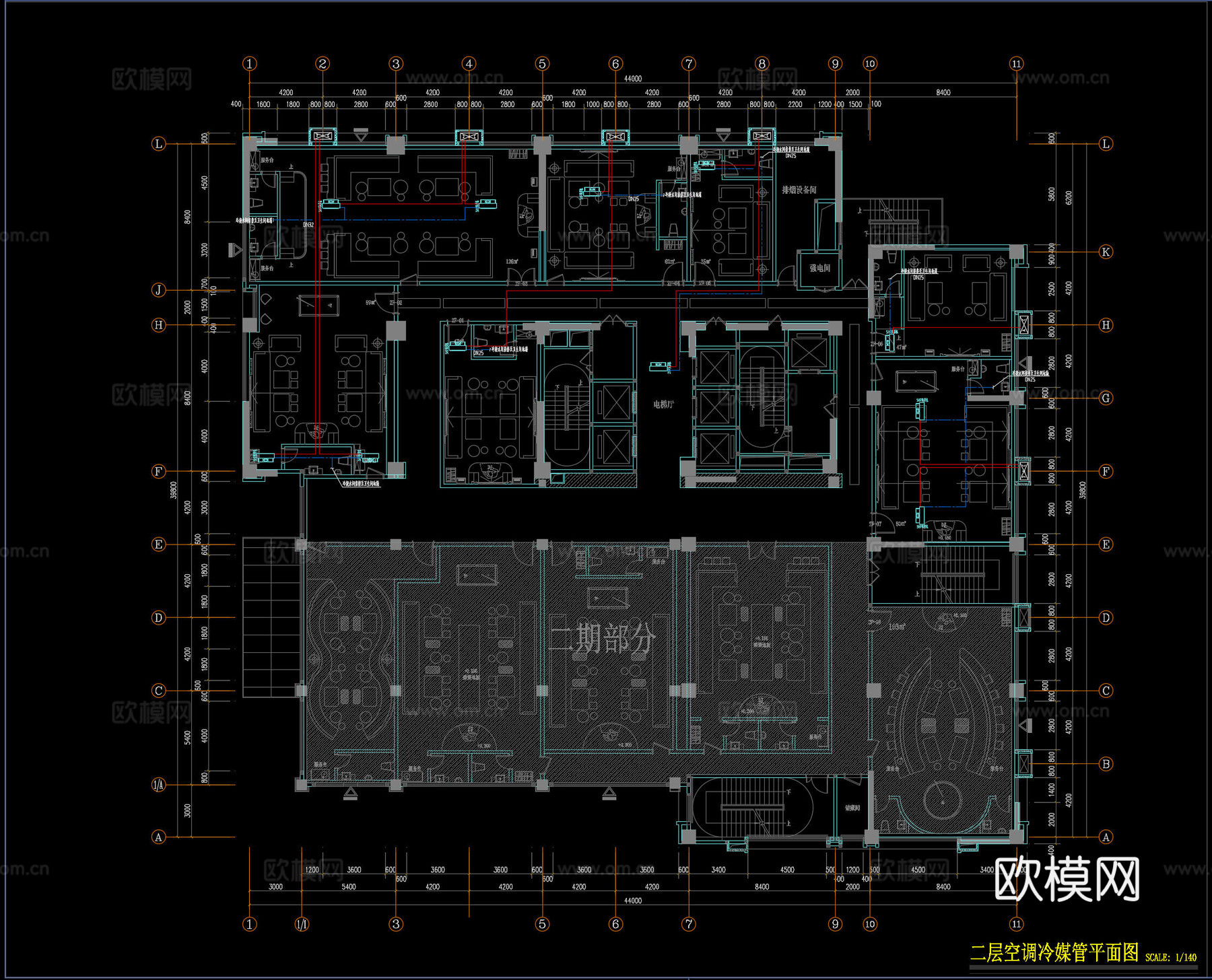 KTV空调暖通图cad施工图