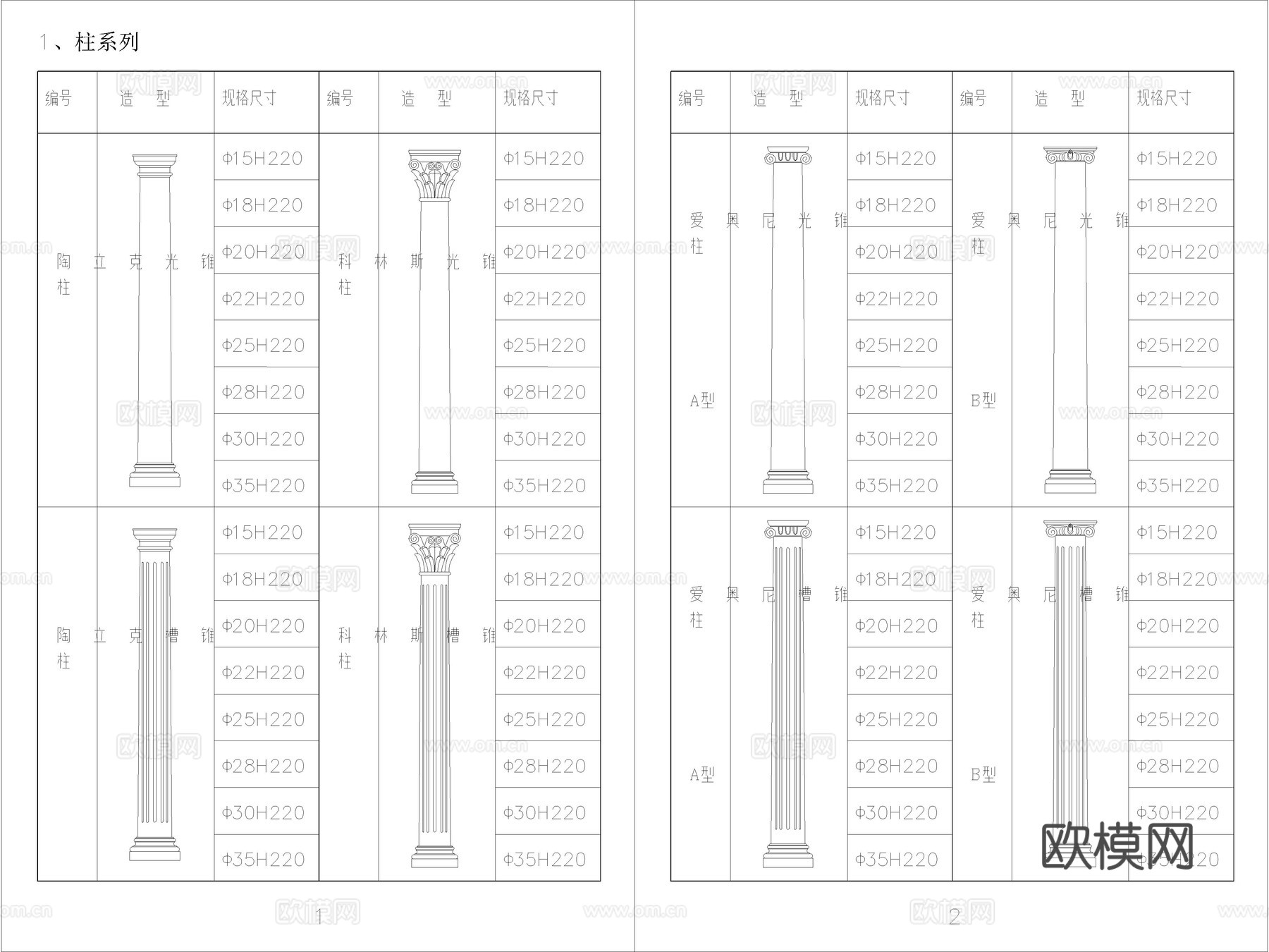 2025年最新欧式构件线条雕花角花石膏线柱子CAD图库cad施工图