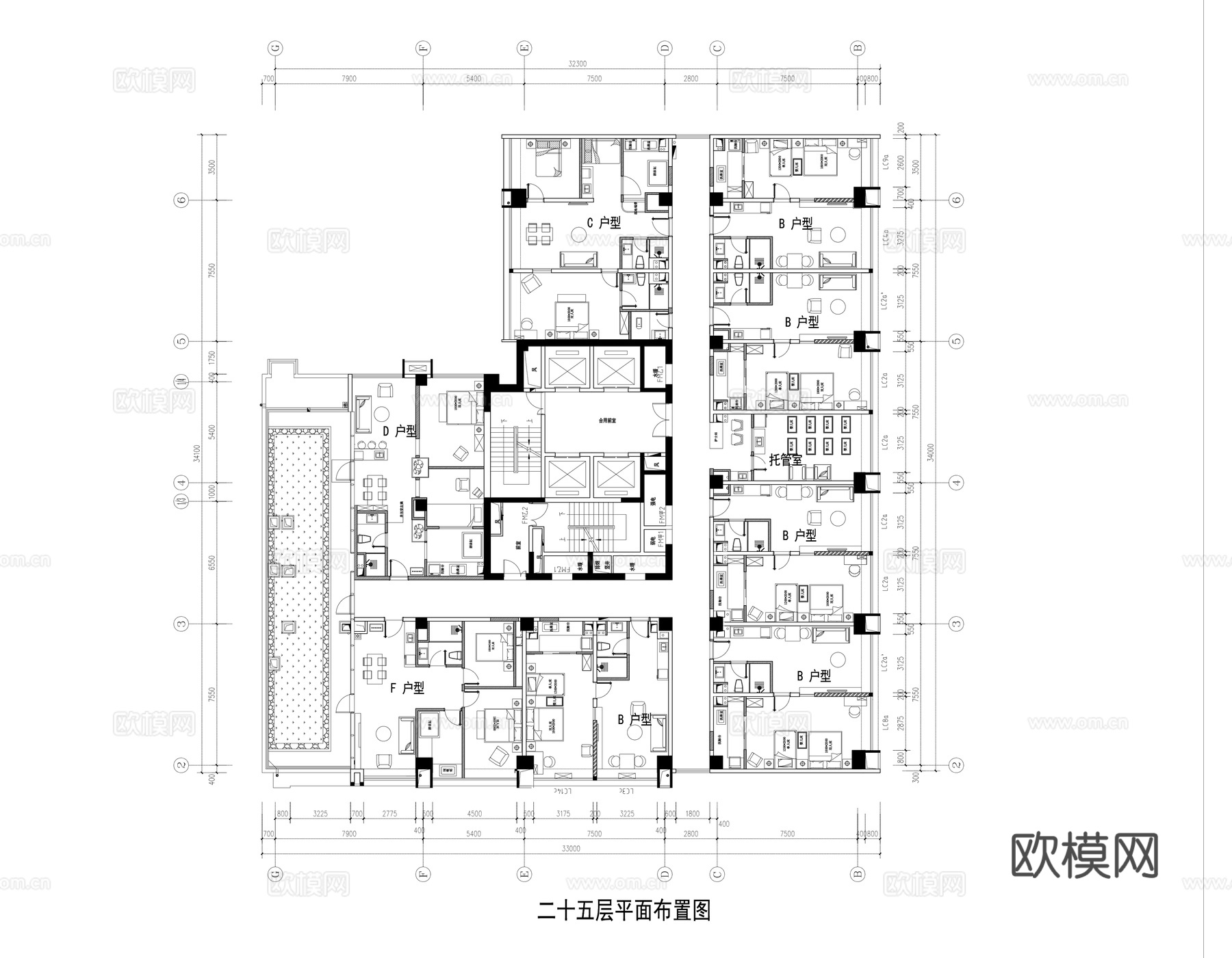 月子中心施工图cad施工图