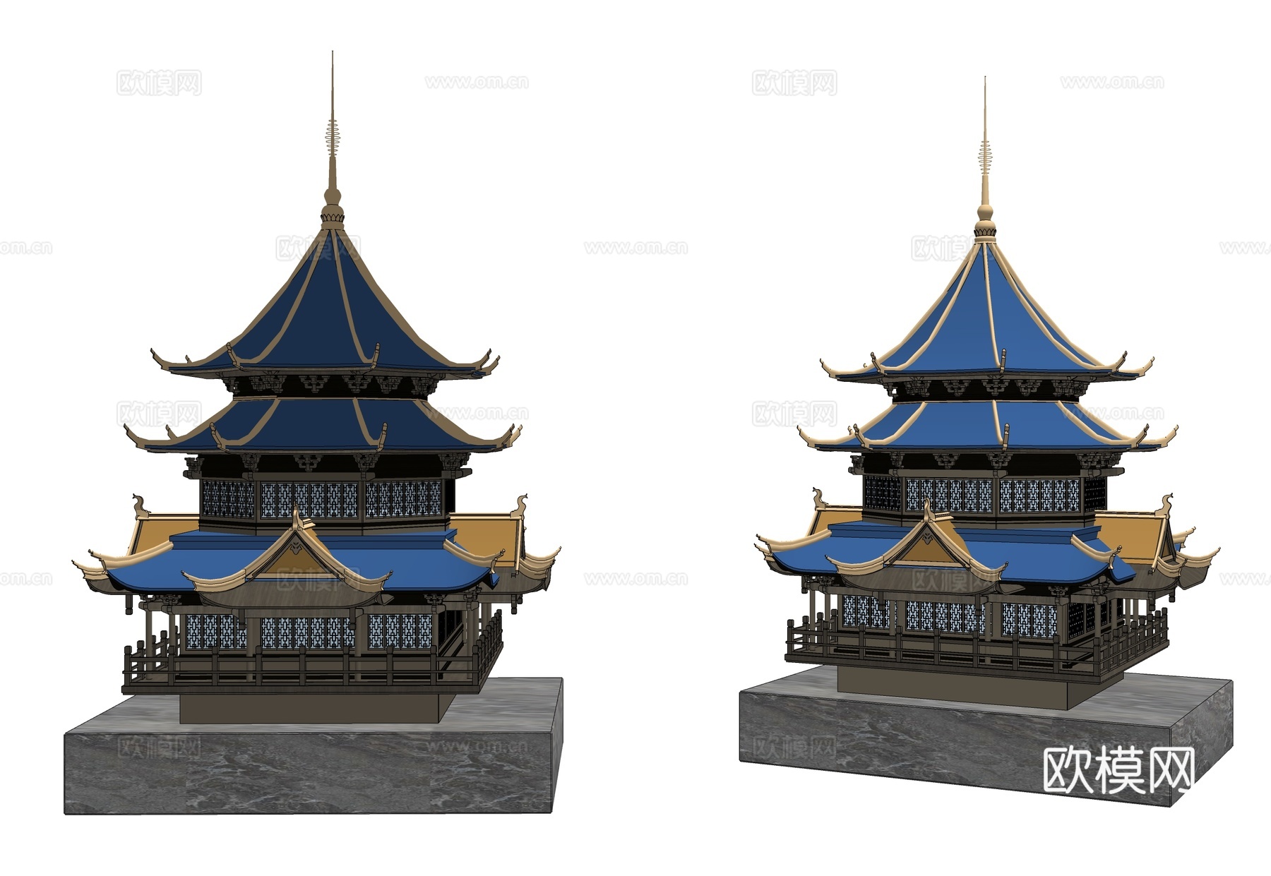 中式古建筑 单体建筑su模型