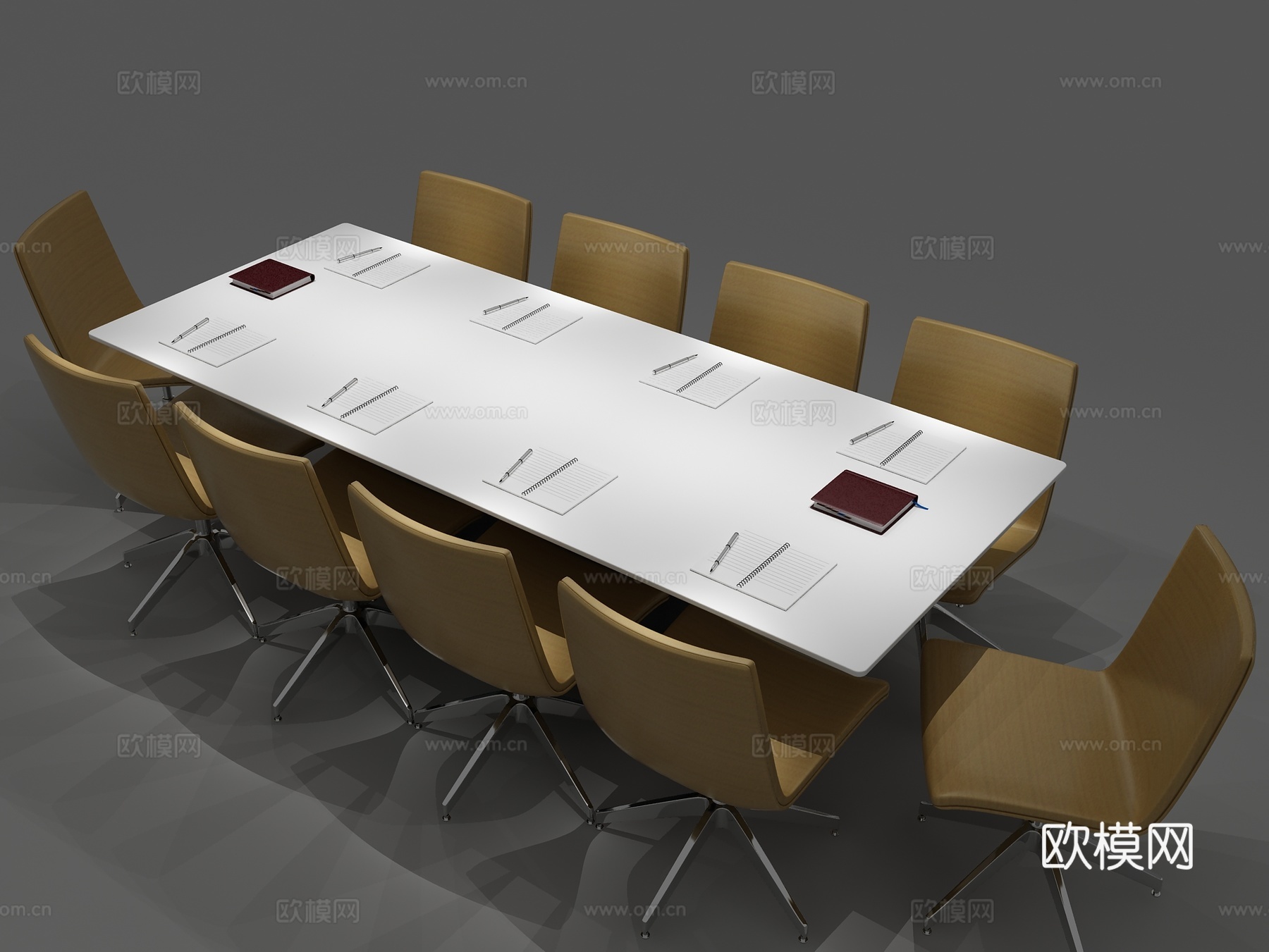 现代会议桌 办公桌3d模型下载
