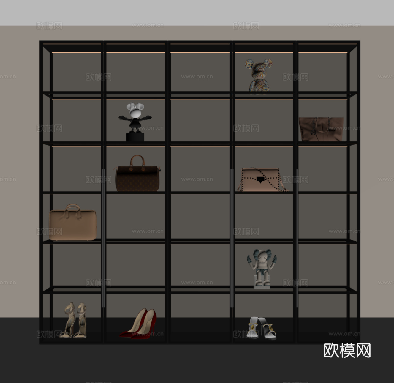 现代展示柜 包包柜 玻璃柜su模型