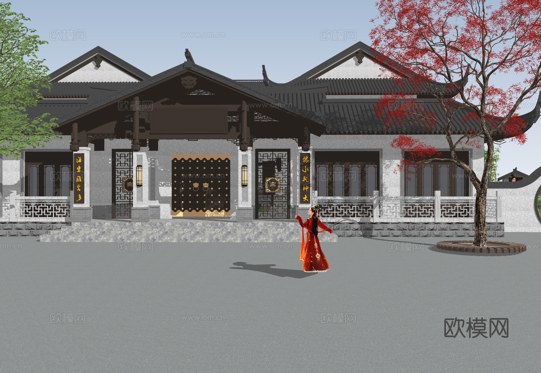 中式古建筑 吊脚楼 美丽乡村民宿su模型