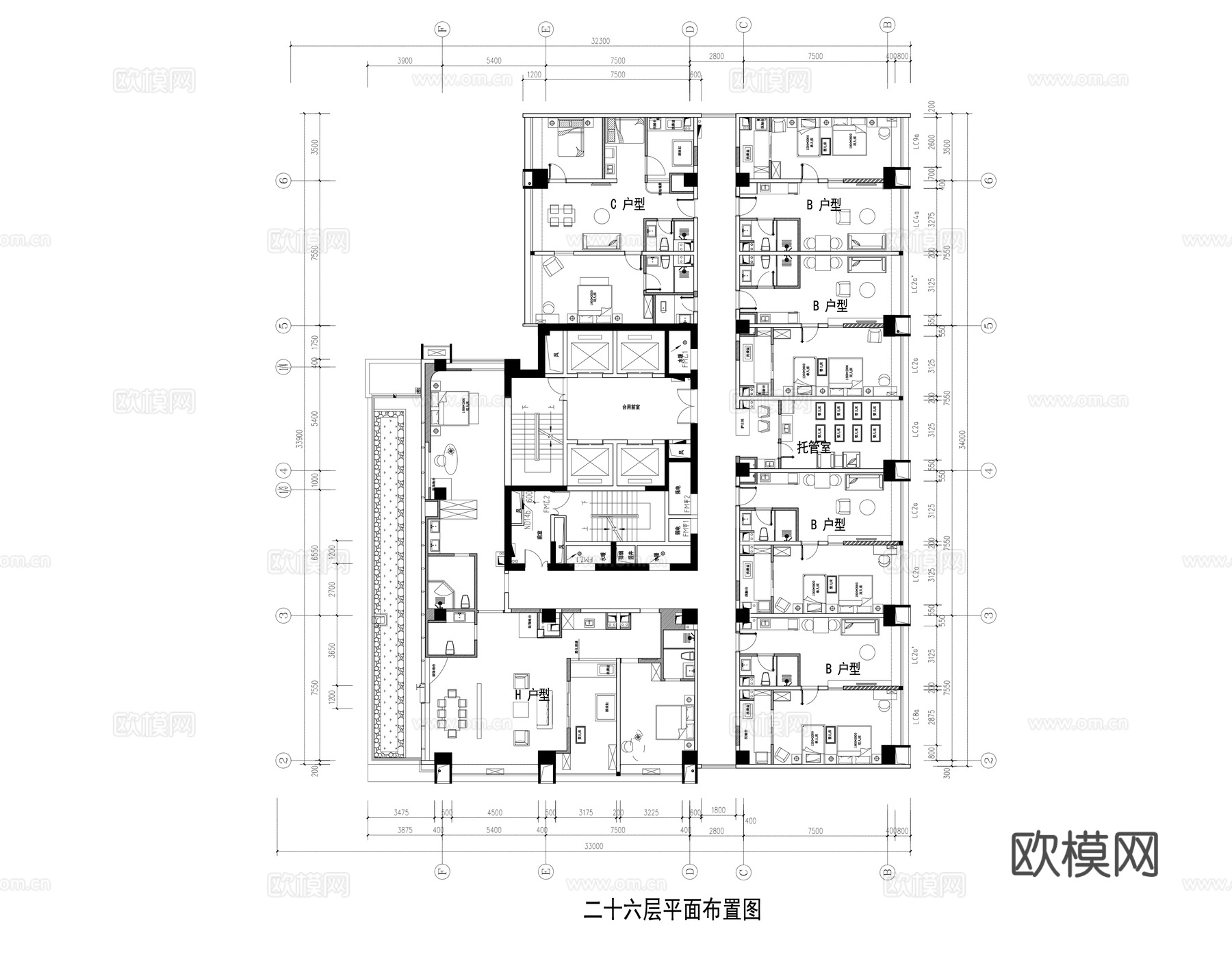 月子中心施工图cad施工图