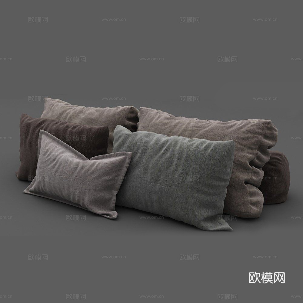 现代抱枕 枕头免费3d模型下载