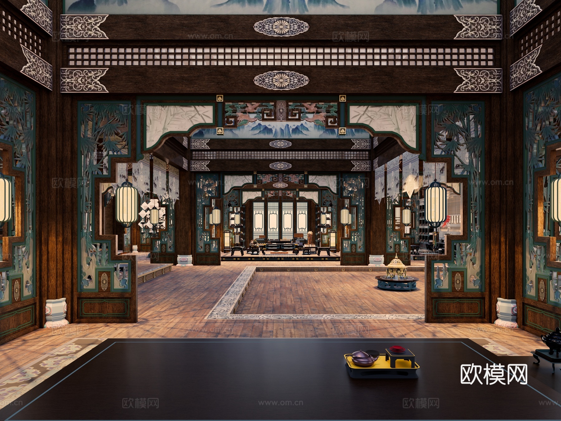中式中古影视 影视场景 唐代王爷府大堂 中式古建筑 唐代古建su模型