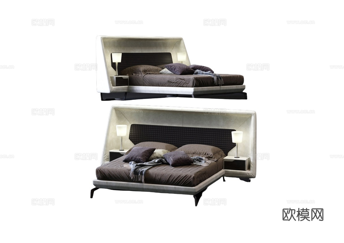 Aston 意式双人床3d模型下载