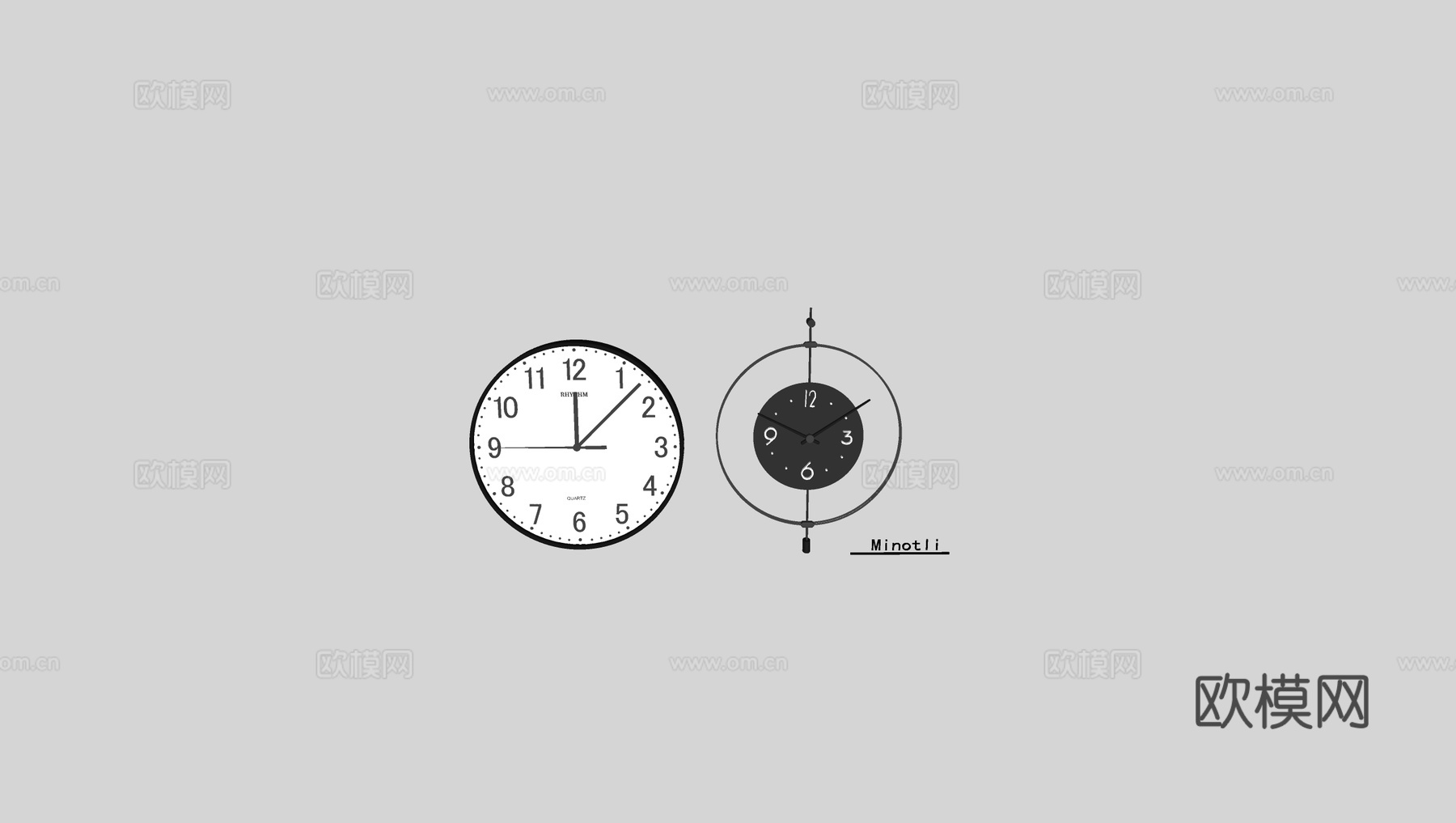 意式钟表时钟挂钟su模型