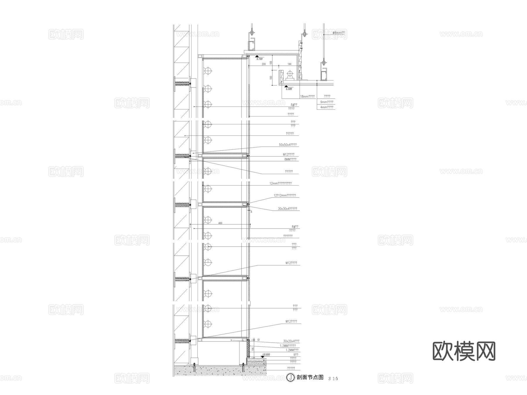 透光云石节点 大理石背景墙 石材节点 干挂 发光云石节点cad施工图