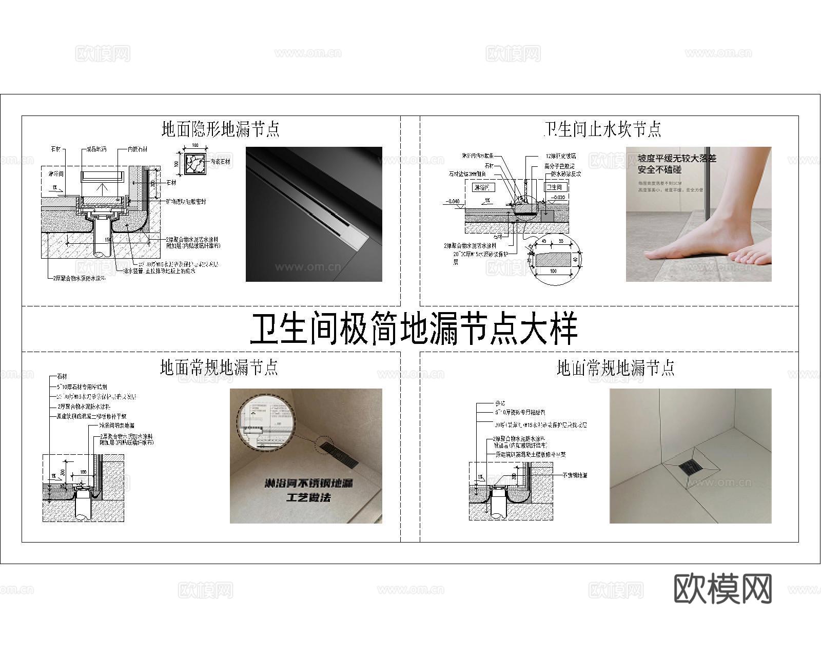 卫生间地漏节点CADcad施工图