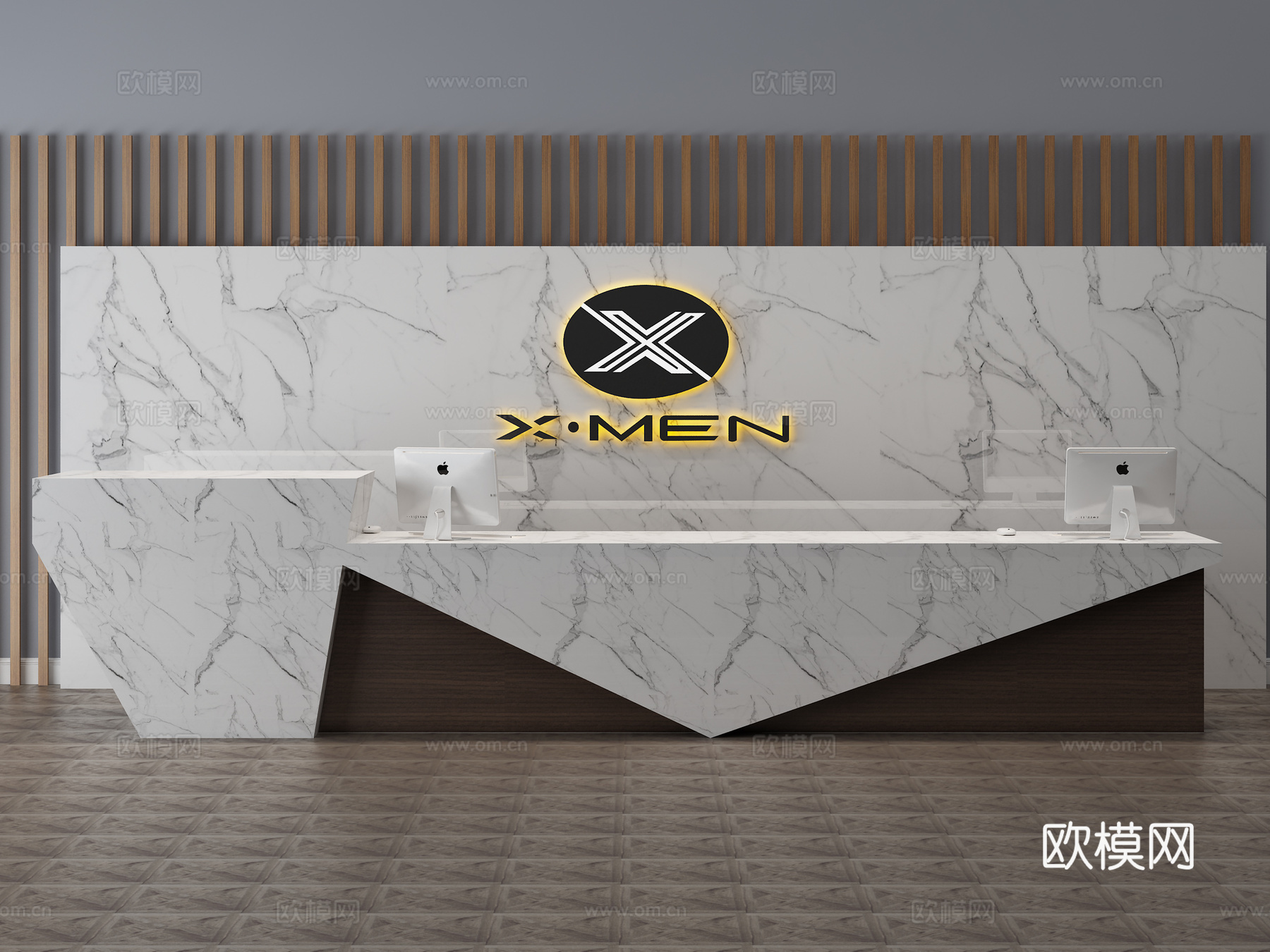 现代接待台 前台桌 前台3d模型下载