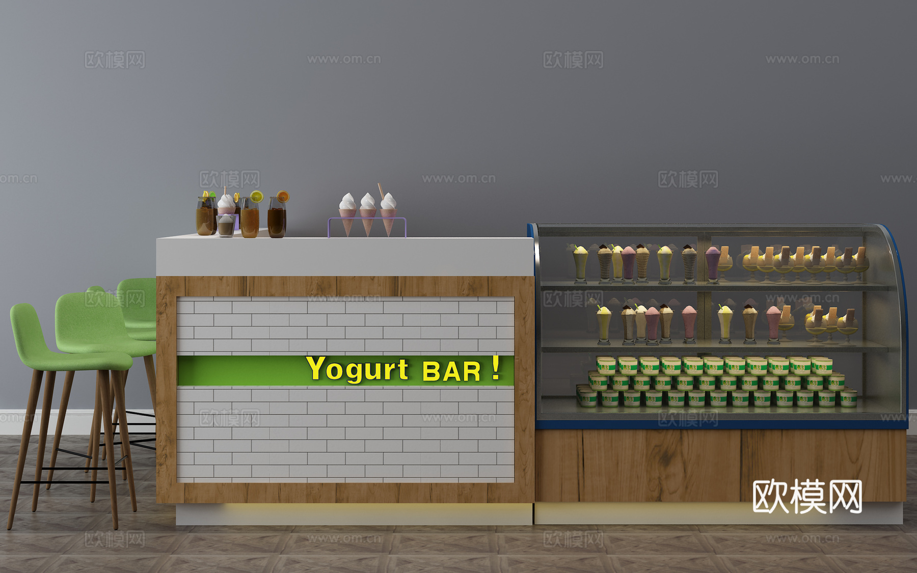 北欧接待台 前台桌 前台3d模型下载