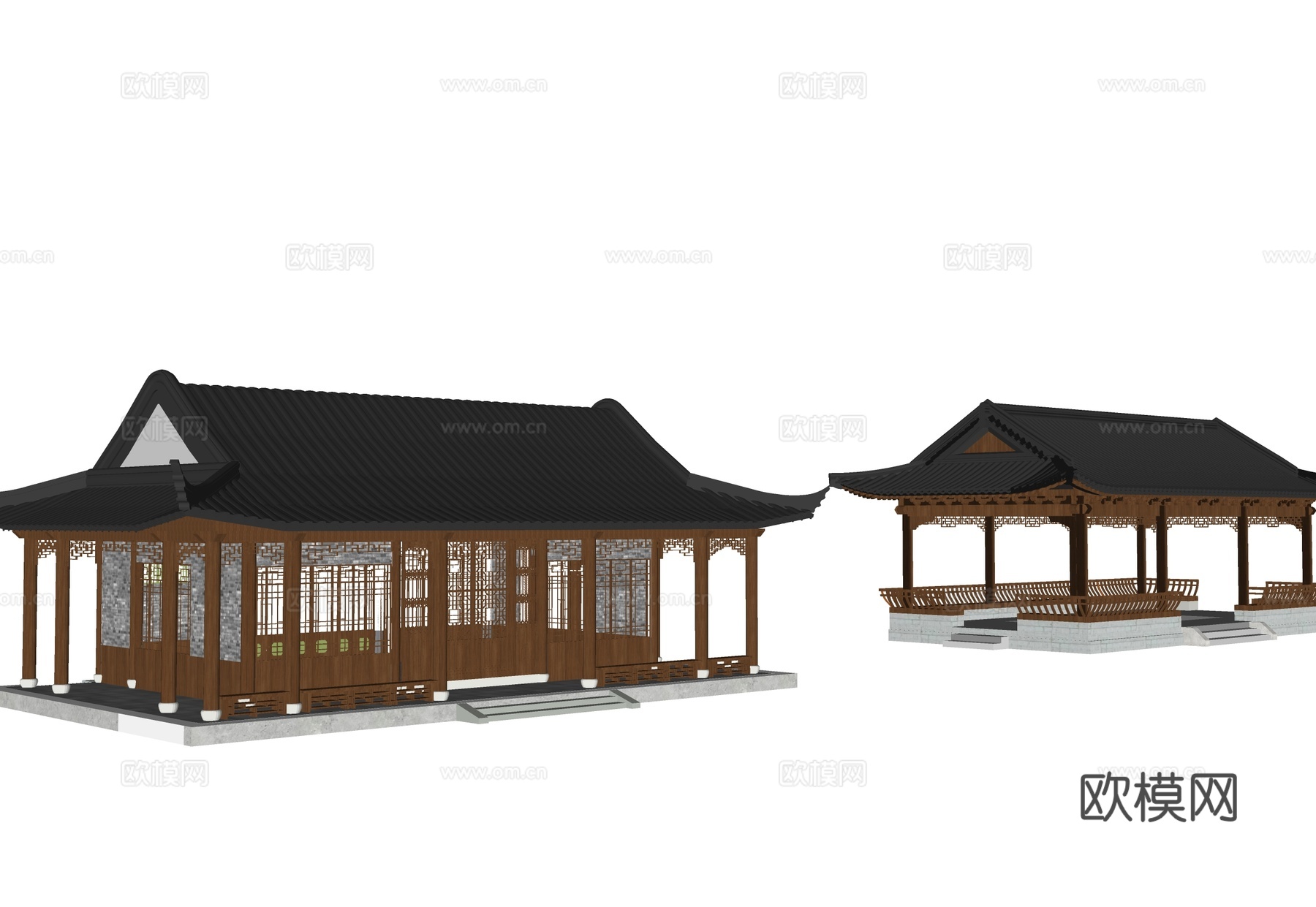 中式水榭 古建亭台 榭轩 古建亭台su模型