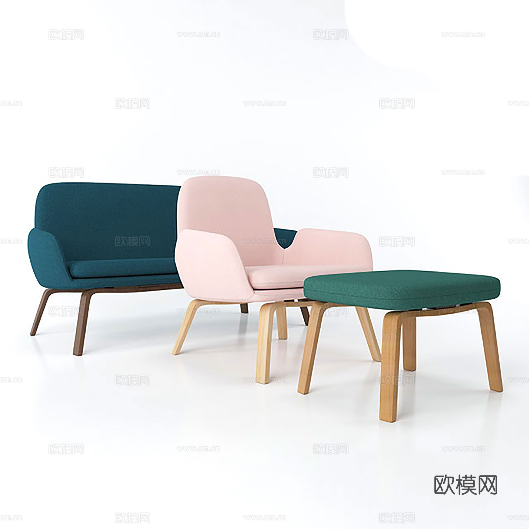 现代沙发 组合沙发  布艺沙发  矮凳 换鞋凳su模型