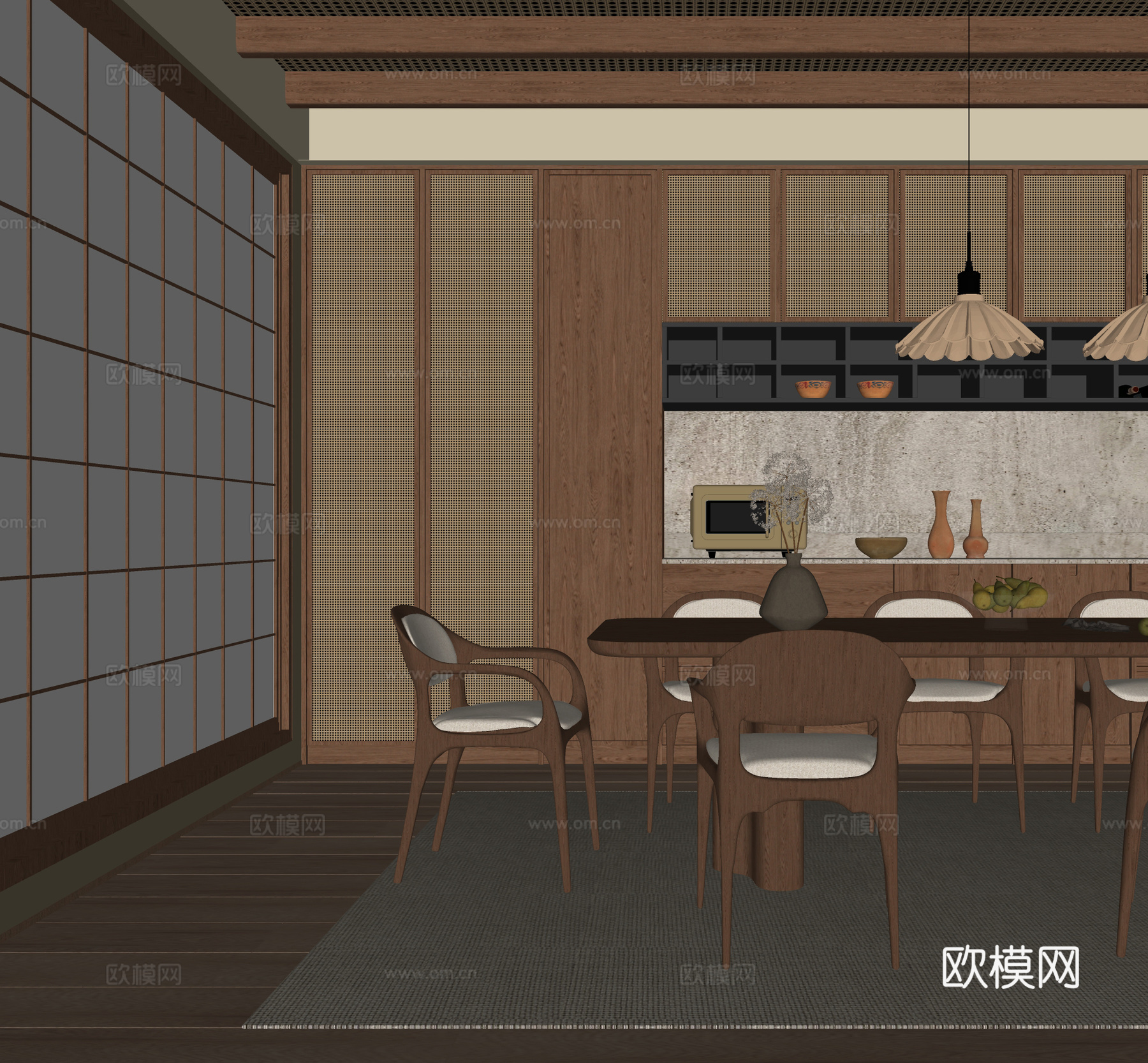 现代餐厅su模型