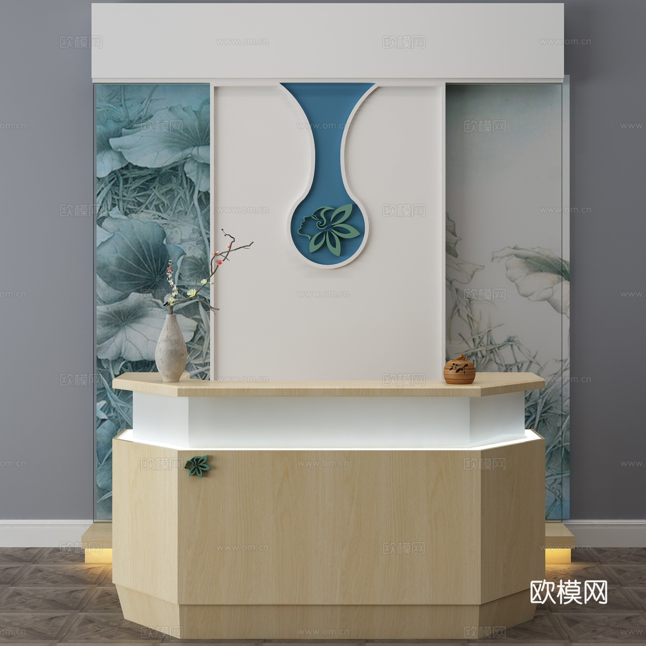 现代接待台 前台桌 前台3d模型下载