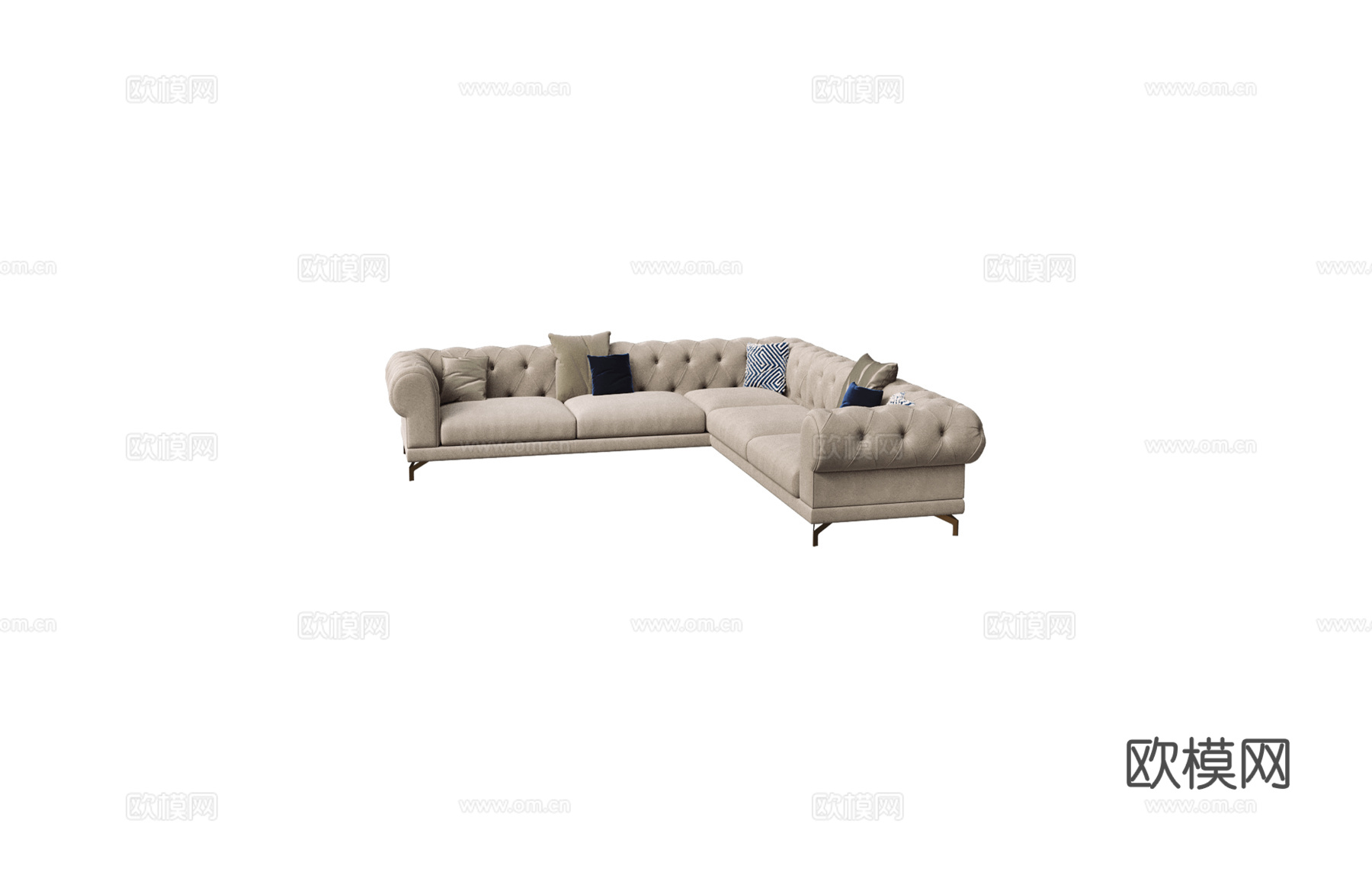 Encore Italia 简欧转角沙发3d模型下载（渲染图1）