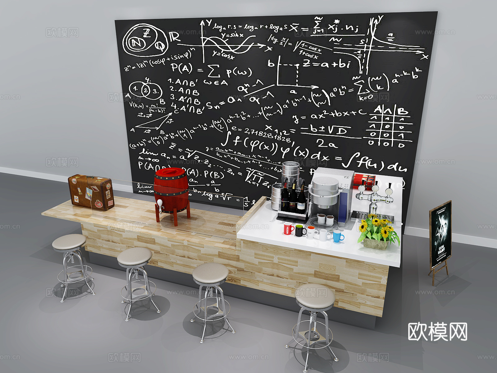 现代接待台前台 北欧接待台前台 餐厅接待台前台收银台吧台3d模型下载