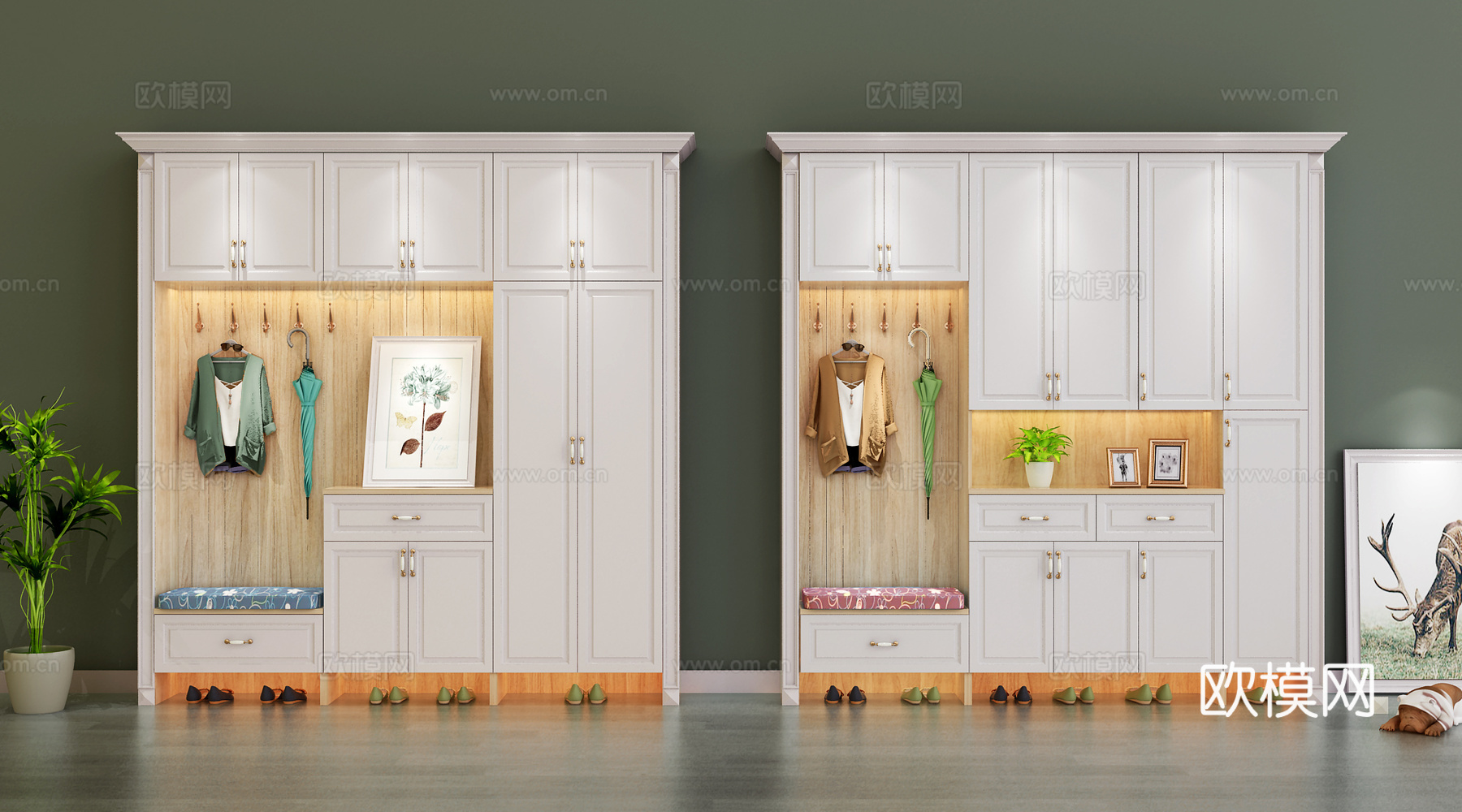 现代简欧风格多功能鞋柜组合3d模型下载