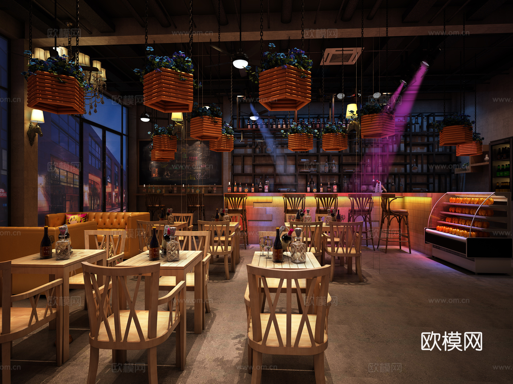 现代城市夜生活酒吧3d模型下载（渲染图1）