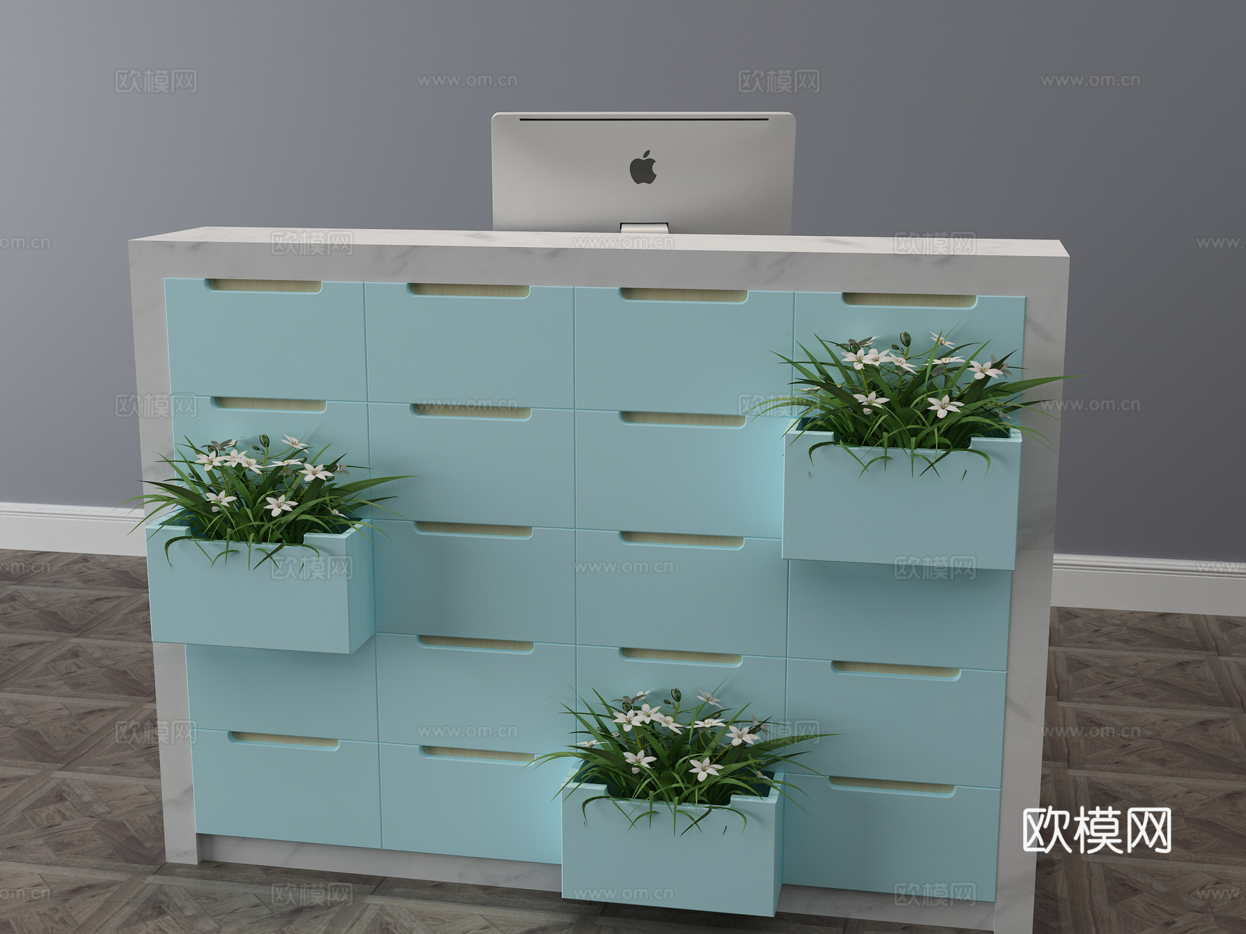 现代接待台 前台桌 前台3d模型下载