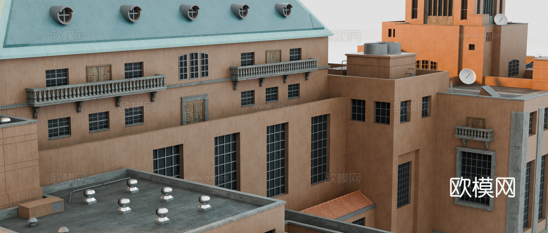 城市建筑 洛杉矶建筑 商业建筑 办公楼 多层办公楼配楼su模型