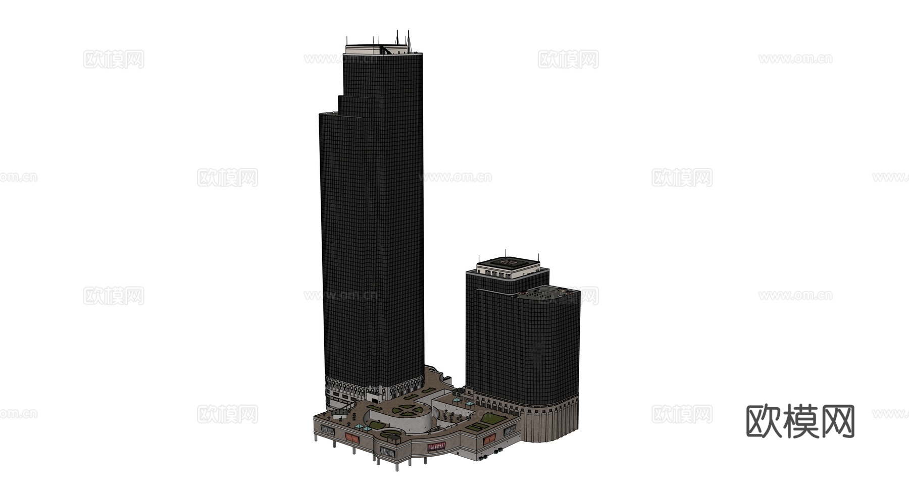 高楼大厦CBD 城市高楼 洛杉矶建筑 写字楼 城市高层建筑su模型