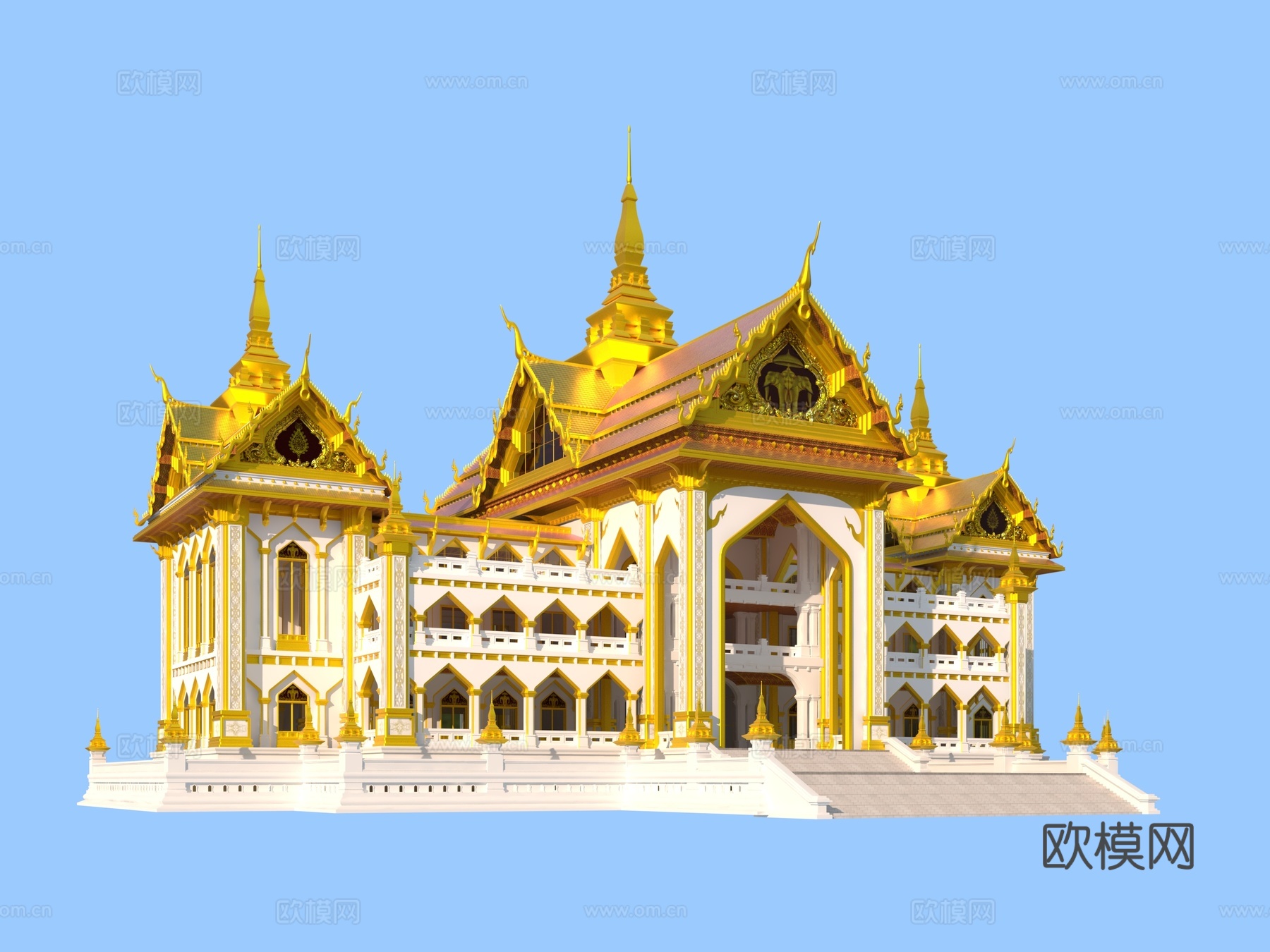 东南亚酒店3d模型下载（渲染图1）